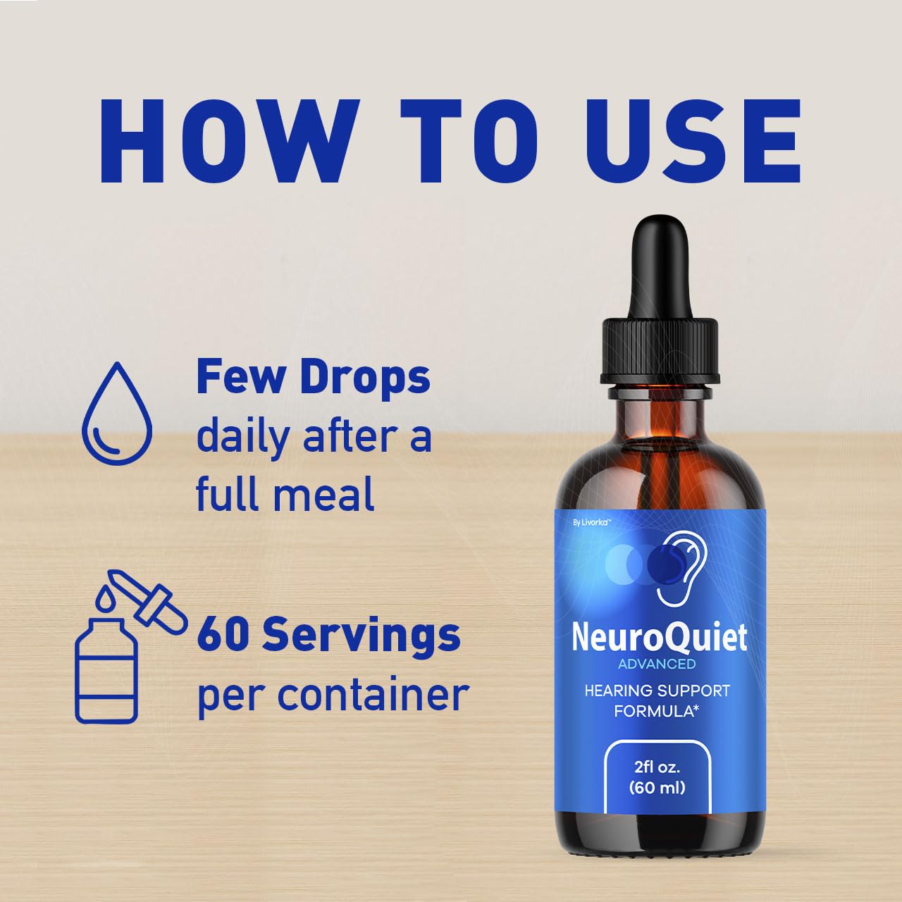 LIVORKA NeuroQuiet Drops dropper bottle in action for precise dosing