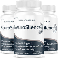 LIVORKA Neurosilence 3-pack bottle front promotes daily ear health support.