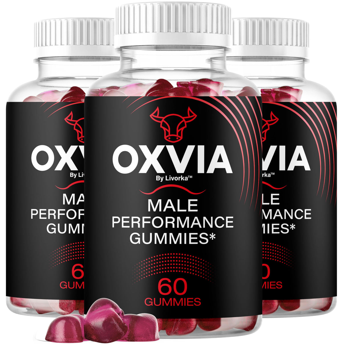 LIVORKA Oxvia gummies bottle front shows vibrant packaging for daily energy support.