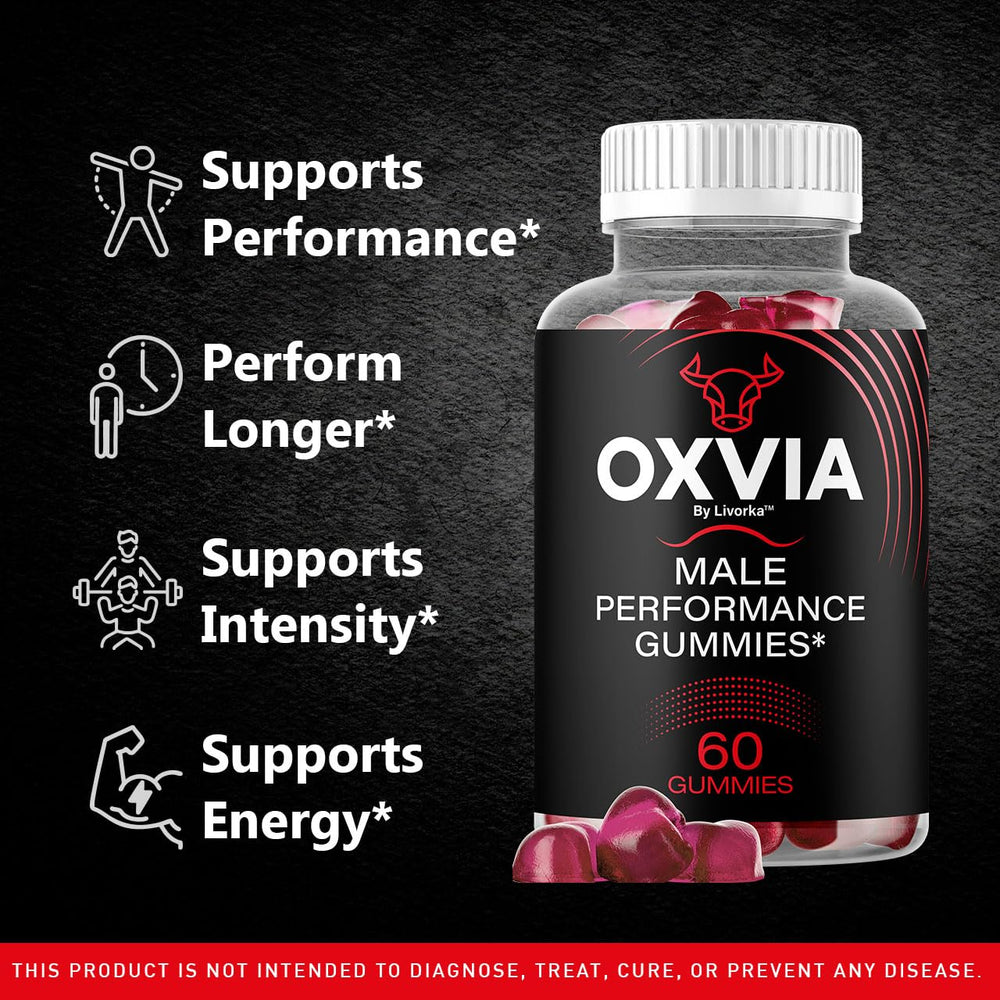 LIVORKA Oxvia gummies bottle label highlights natural ingredients for everyday use.