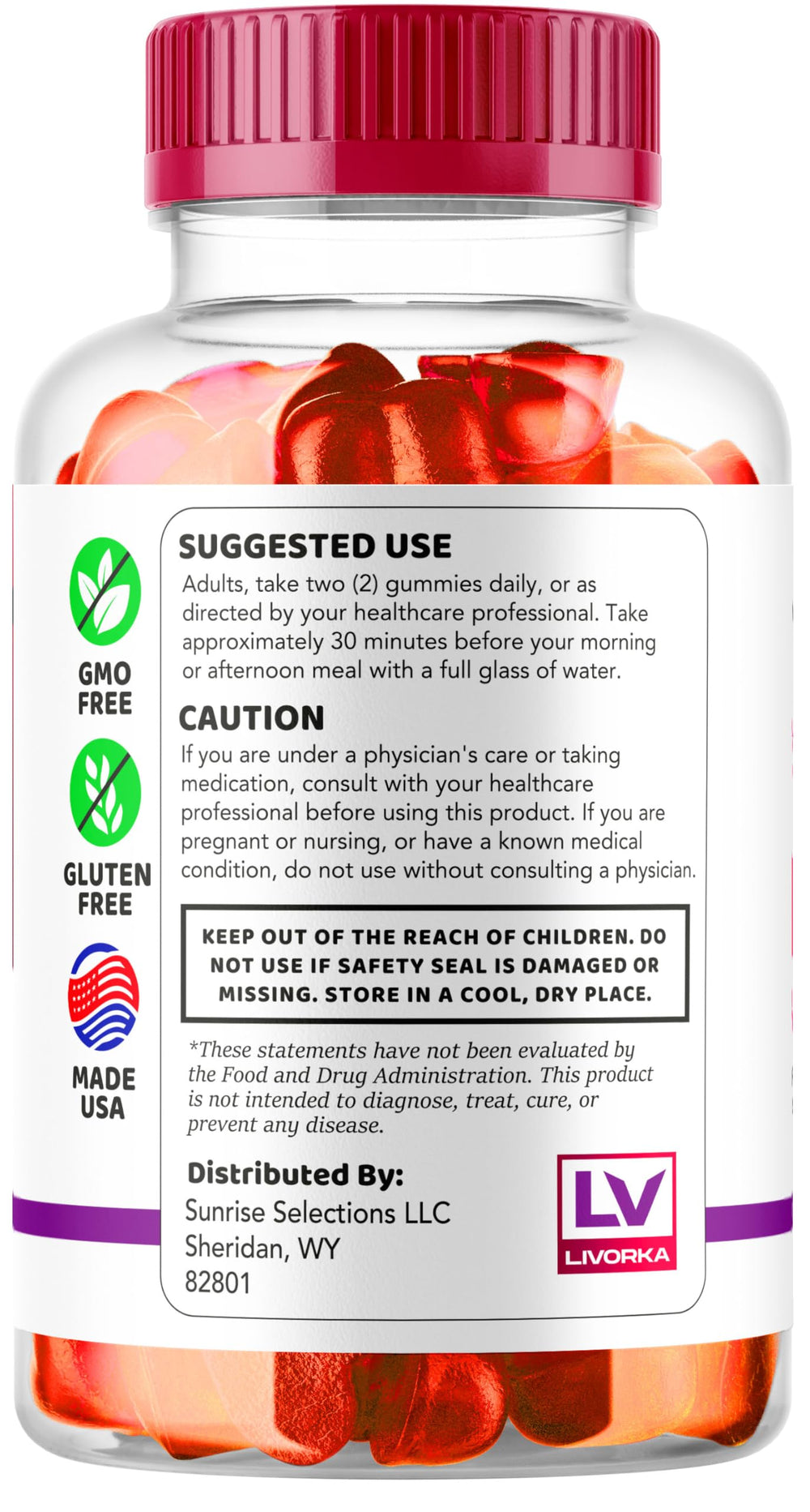 LIVORKA Premier Keto Plus ACV Gummies on a snack plate for everyday flexible snacking.