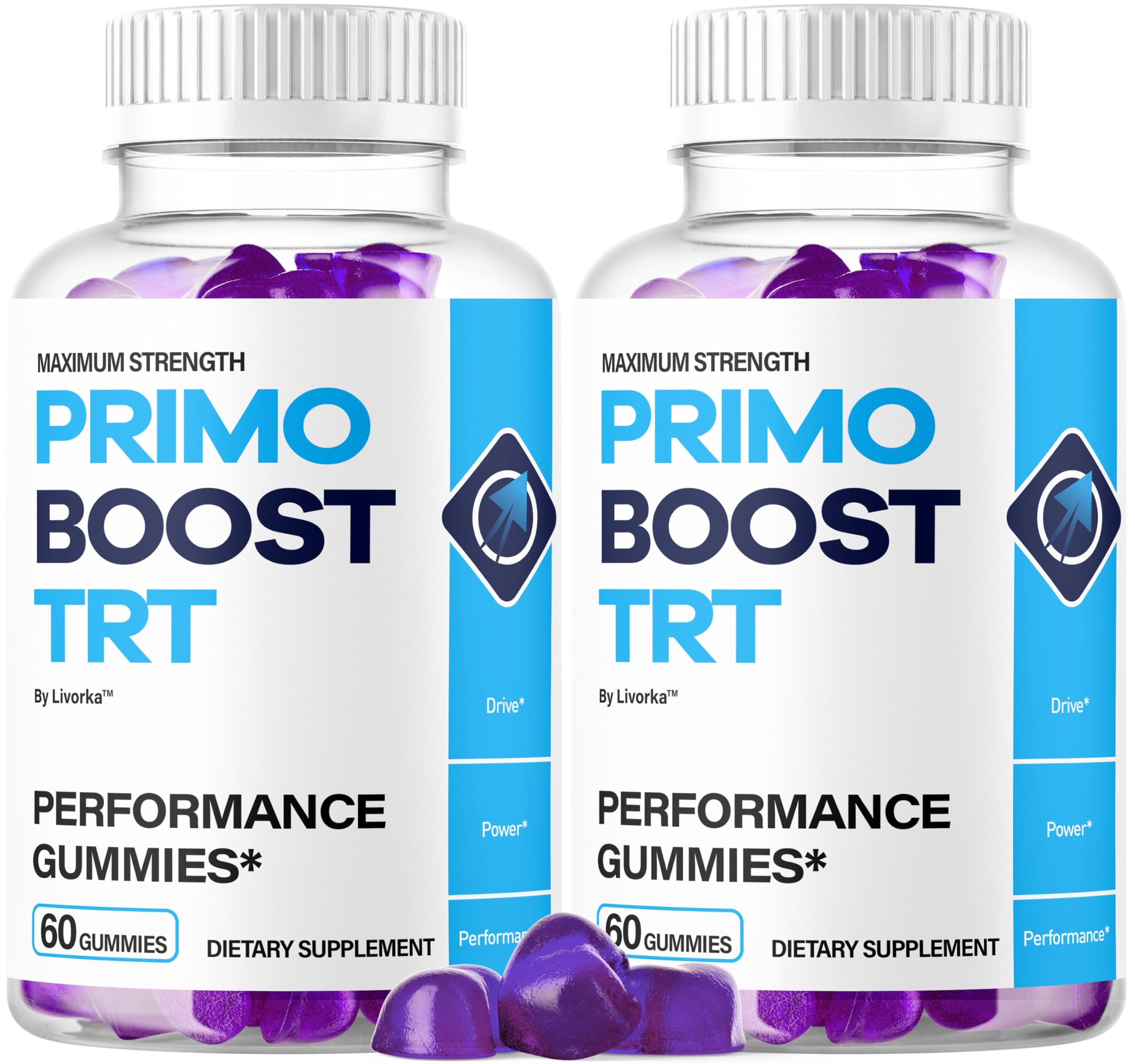 LIVORKA Primo Boost TRT Gummies pack front for daily energy support