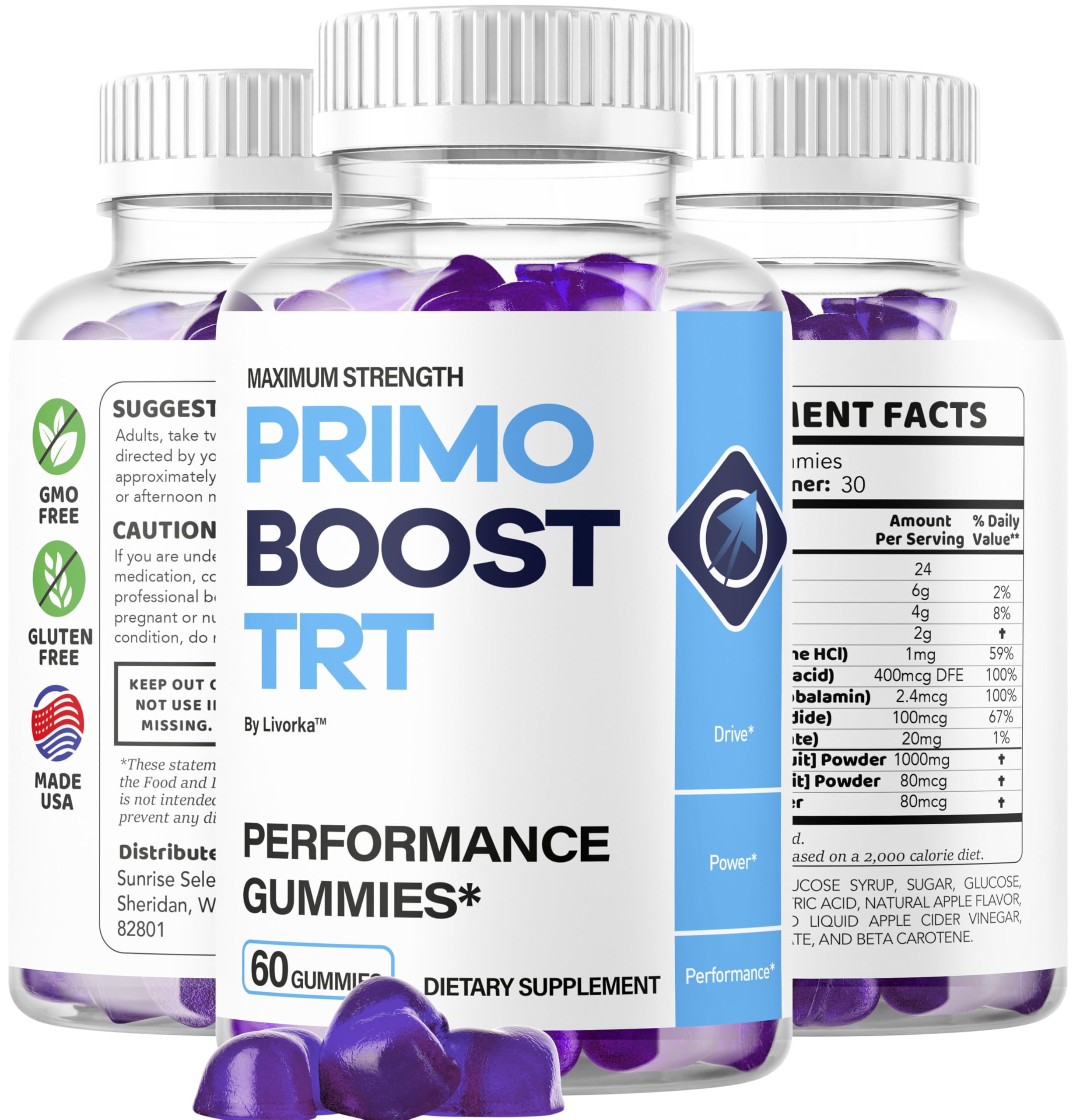 LIVORKA US-made production line for Primo Boost TRT Gummies