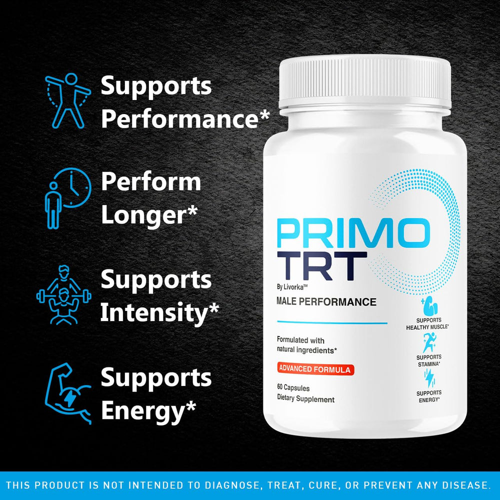 LIVORKA Primo TRT pills bottle side, convenient 3-month supply