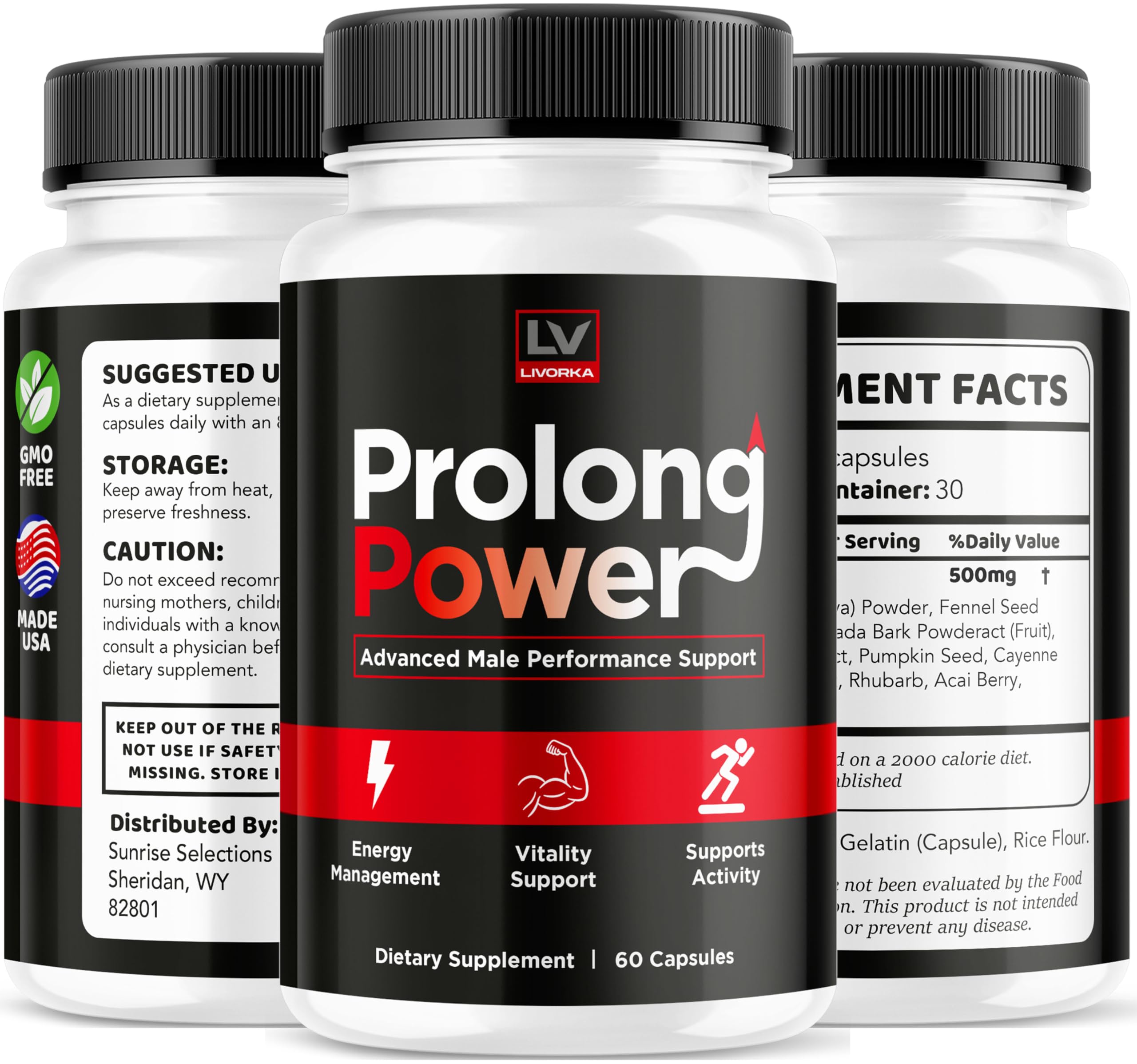 LIVORKA Prolong Power packaging showcases a three-month supply for men