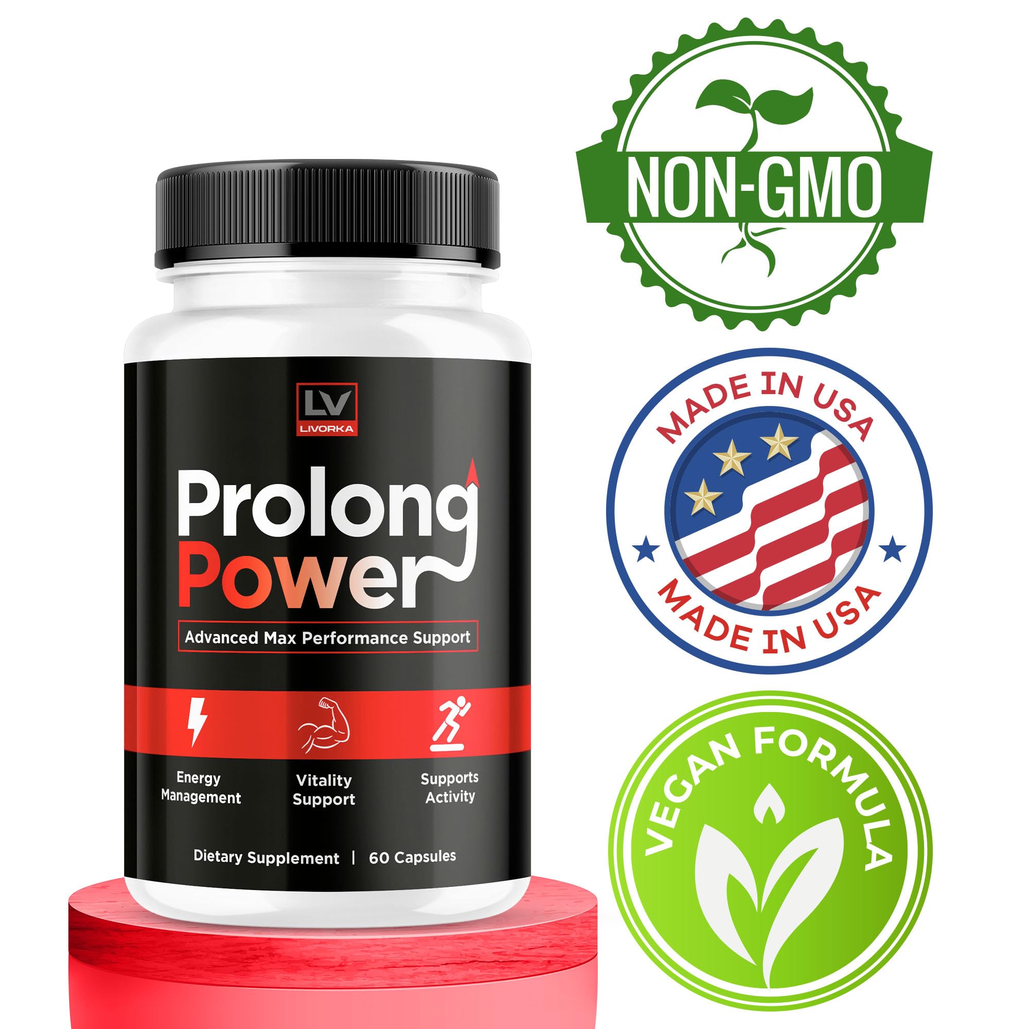 LIVORKA Prolong Power serving with a glass of water.