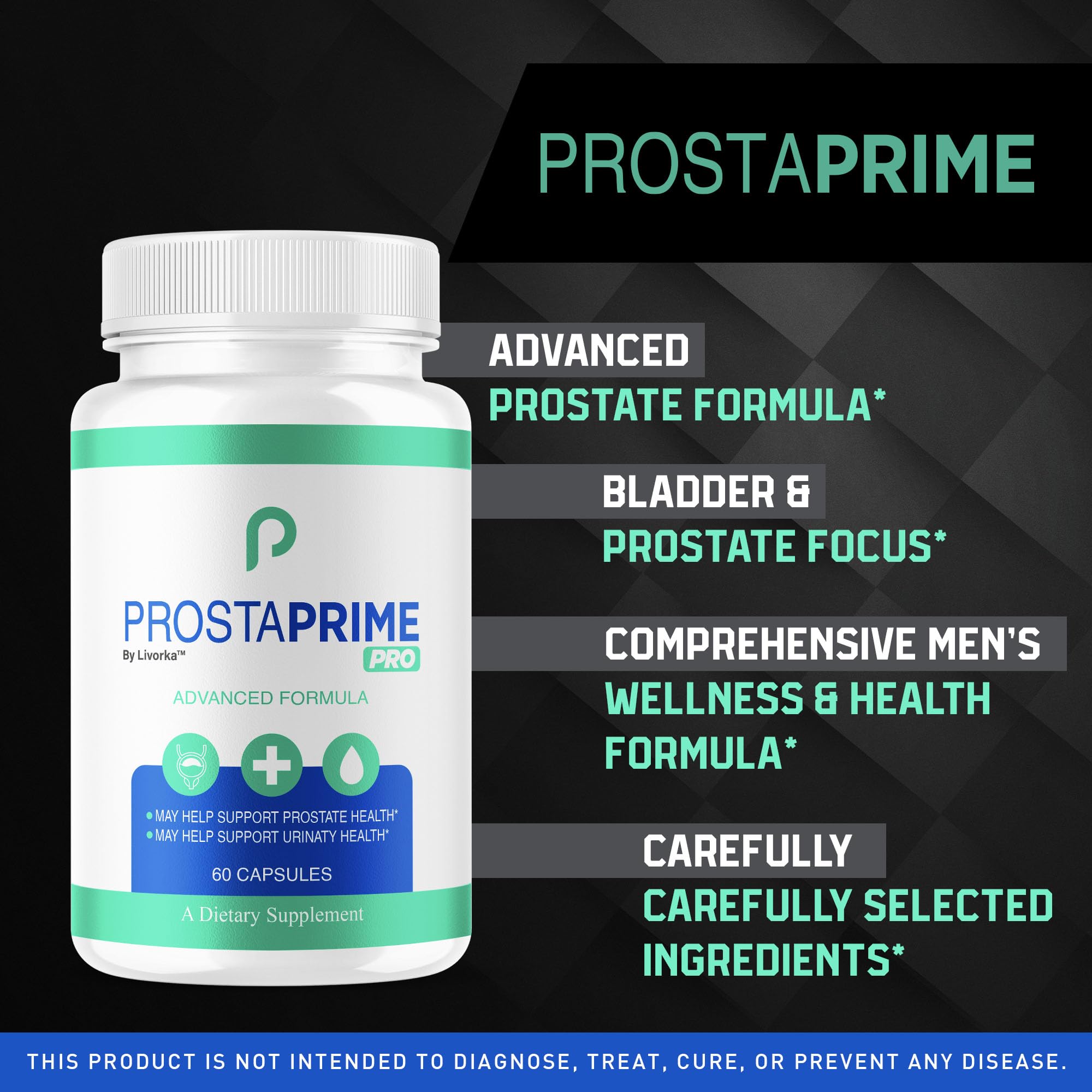 Front label view showing LIVORKA ProstaPrime Pro 300 capsules package for five months.