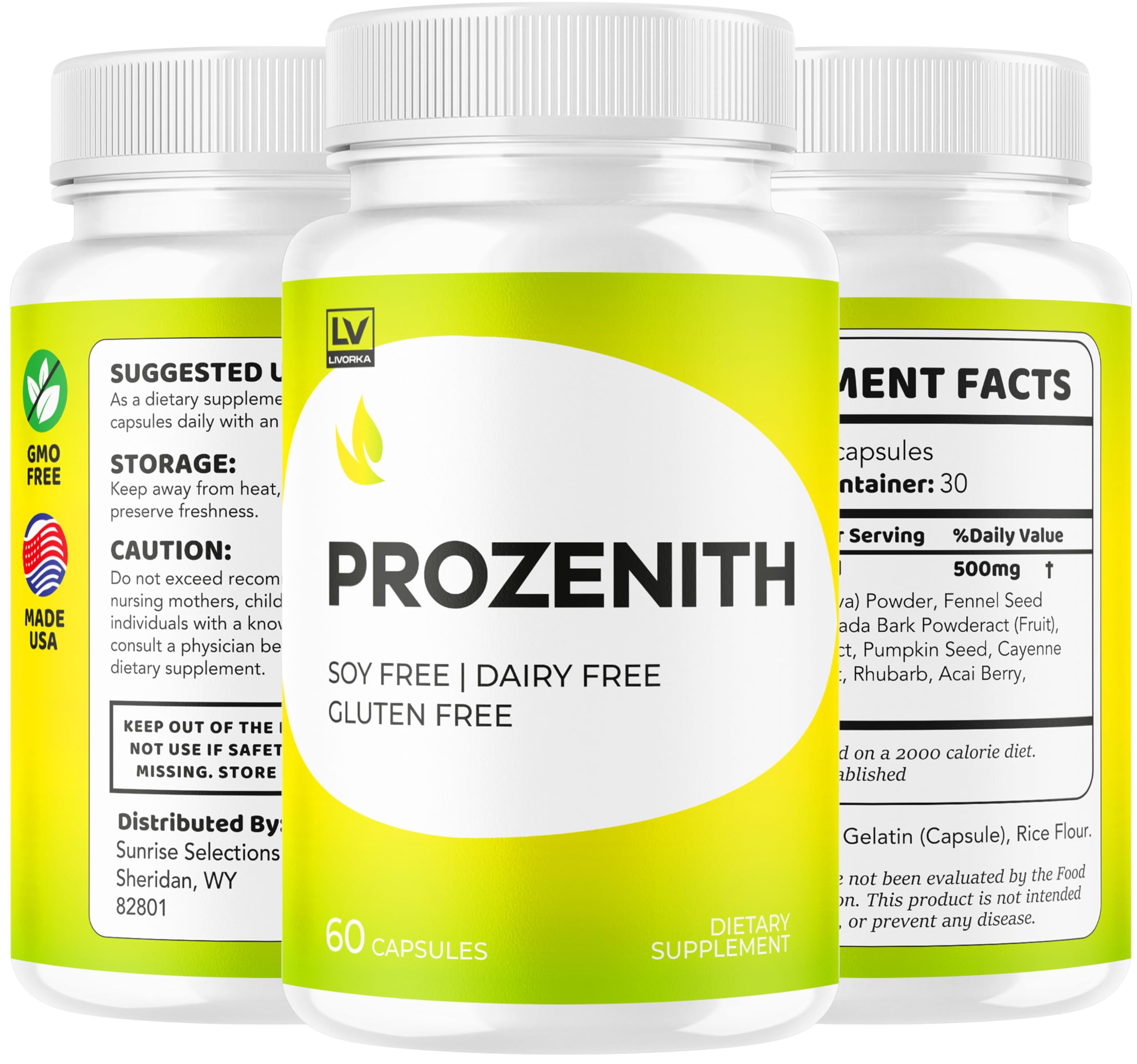 LIVORKA Prozenith Pro Capsules label detail shows key ingredients