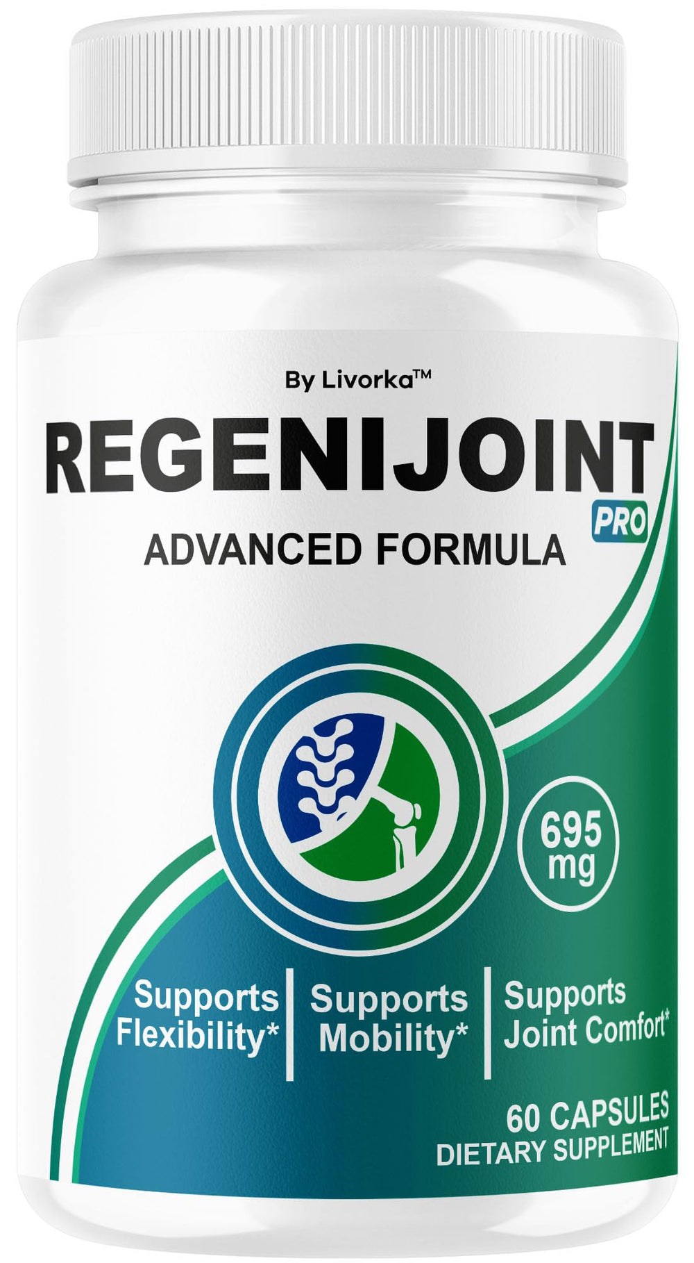 LIVORKA RegeniJoint capsules bottle front for daily joint support.