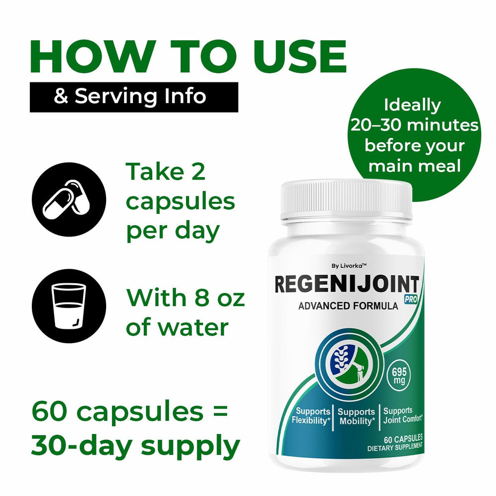 LIVORKA RegeniJoint supplement label highlighting official formula.