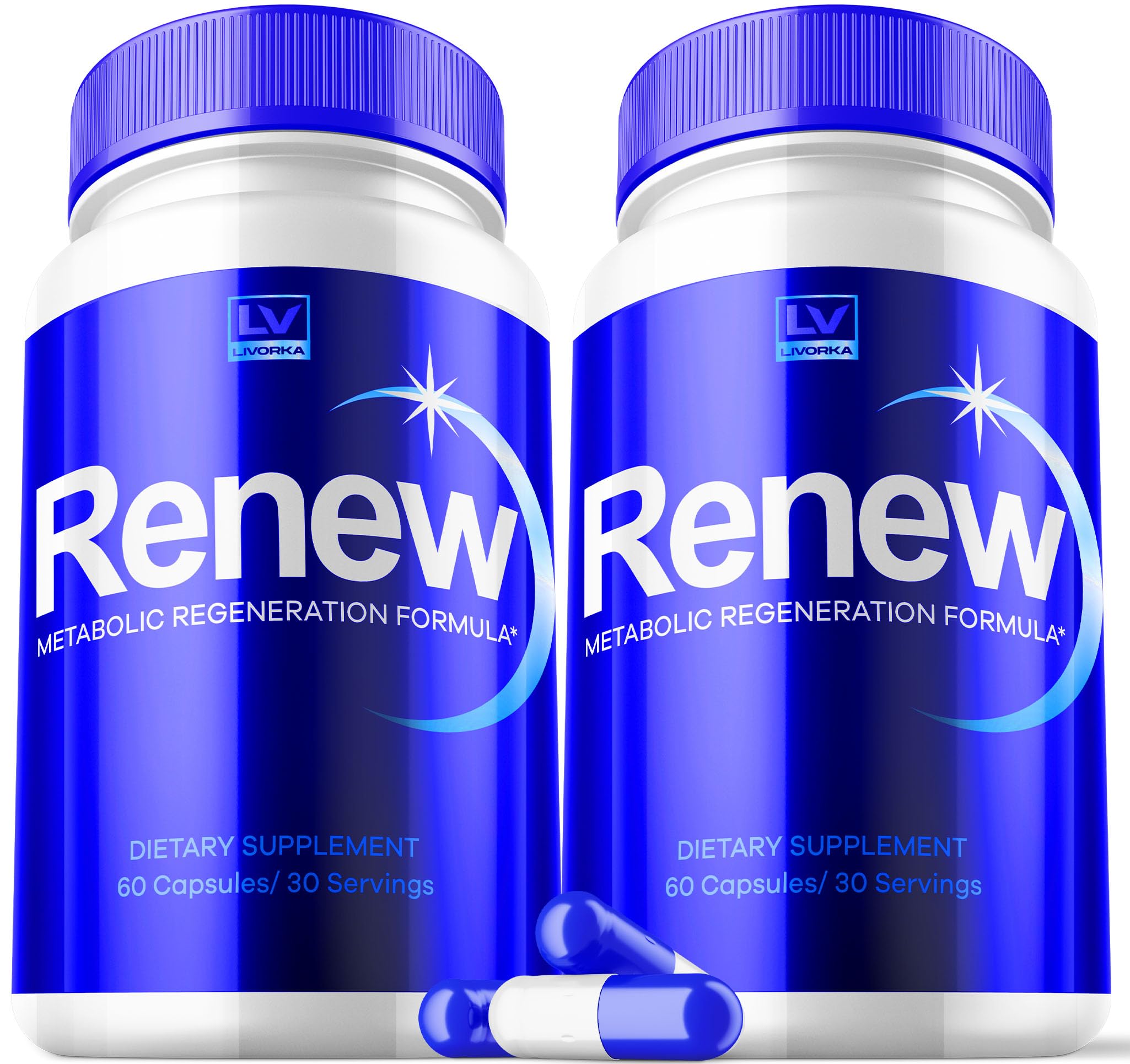 LIVORKA Renew bottle front for convenient daily wellness routine.