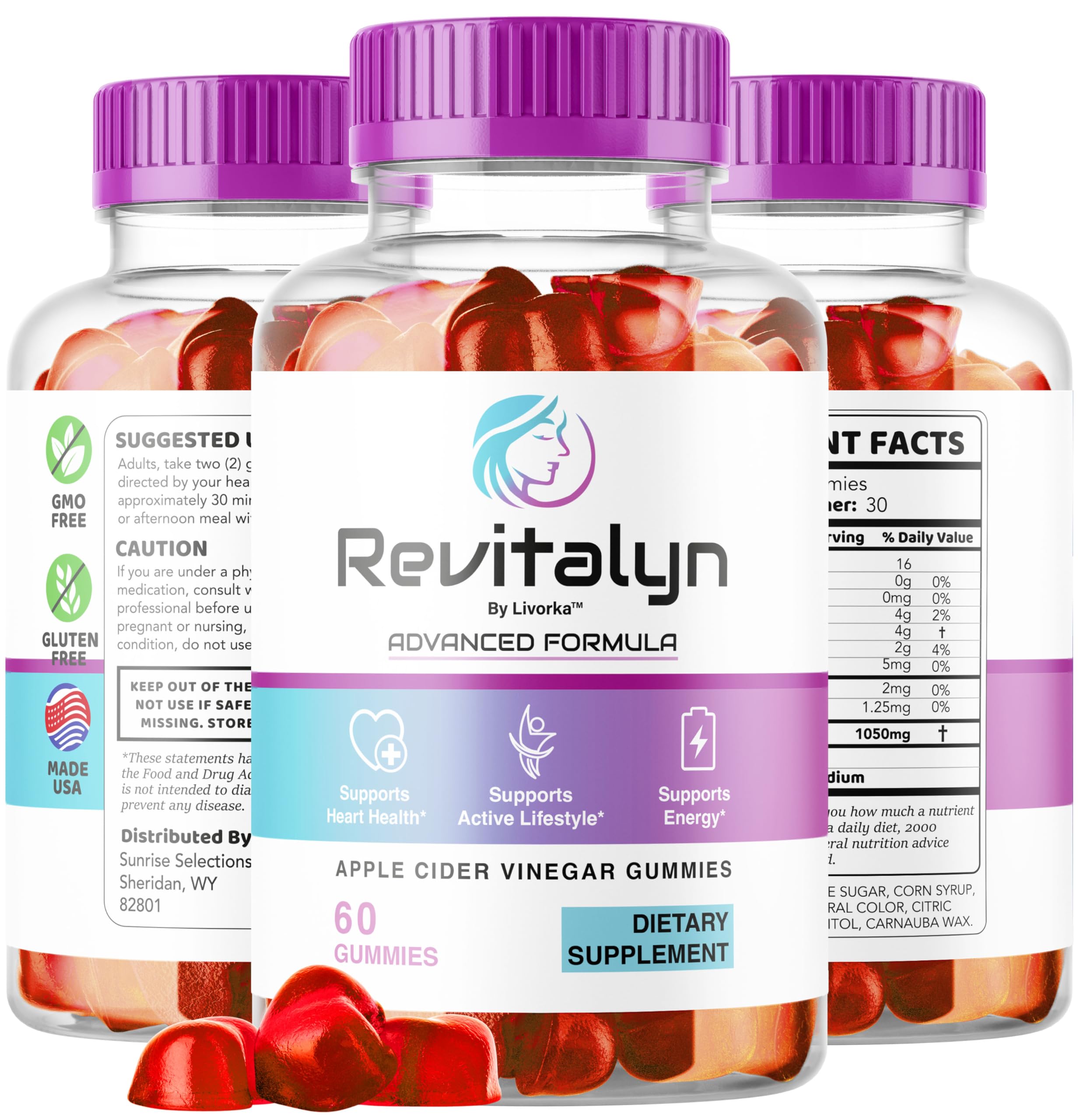 LIVORKA Revitalyn gummies nutrition label close-up highlights product details