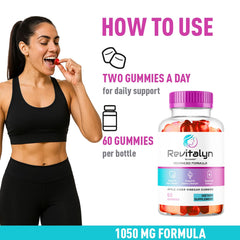 LIVORKA Revitalyn gummies beside skin glow imagery suggests radiant-looking skin