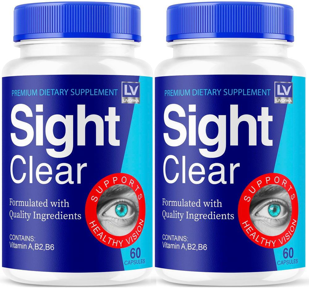 LIVORKA Sight Clear bottle front highlights daily eye health capsules.