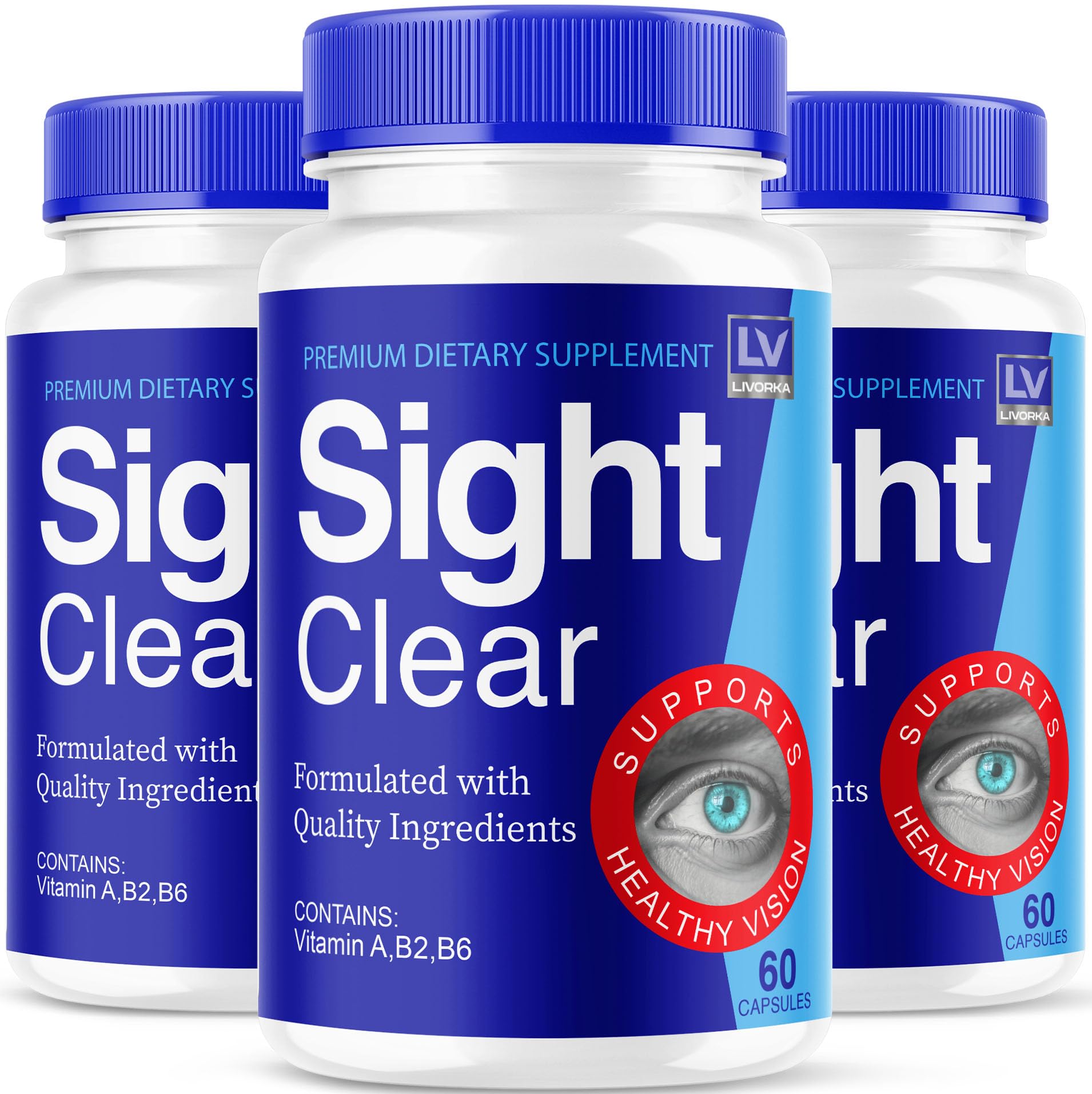 LIVORKA Sight Clear bottle front showing everyday vision support in use