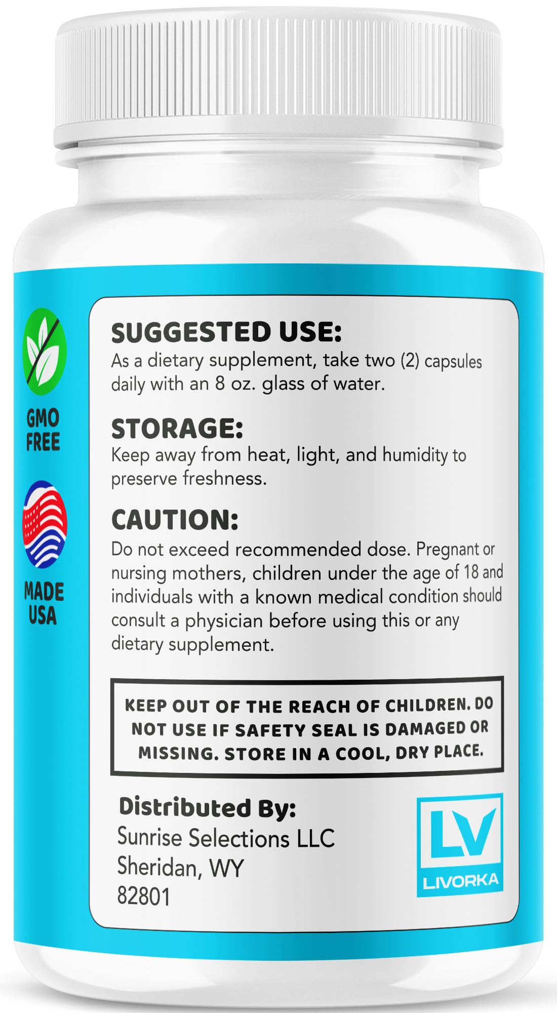 LIVORKA SlimShape ingredients label closeup indicates premium all-natural components.
