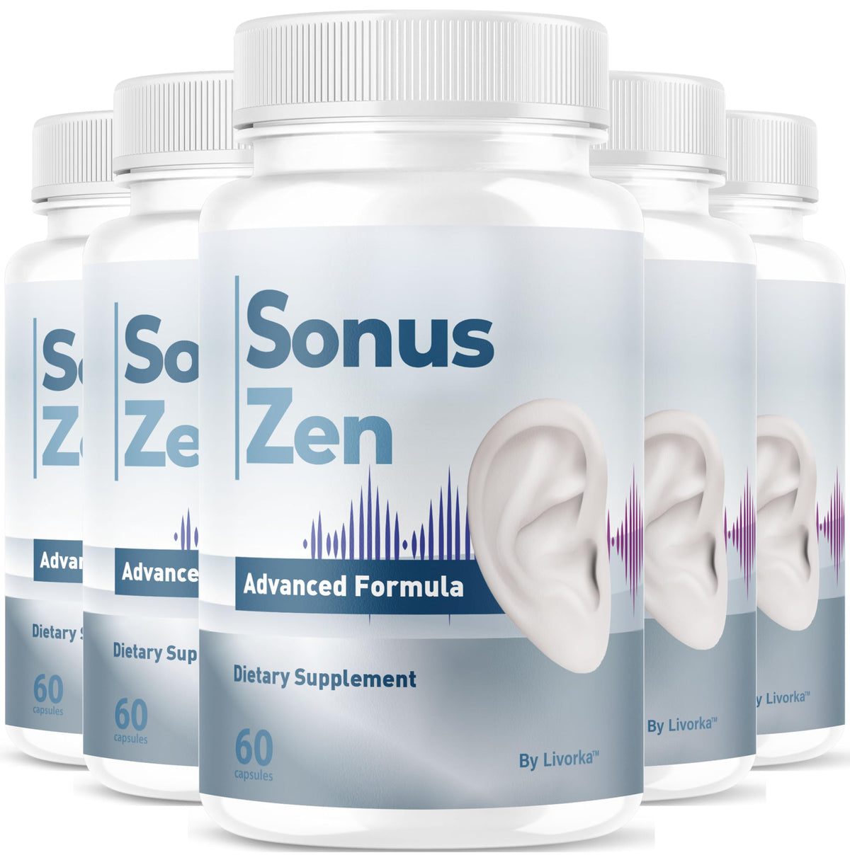LIVORKA SonusZen bottle closeup for daily auditory wellness support.