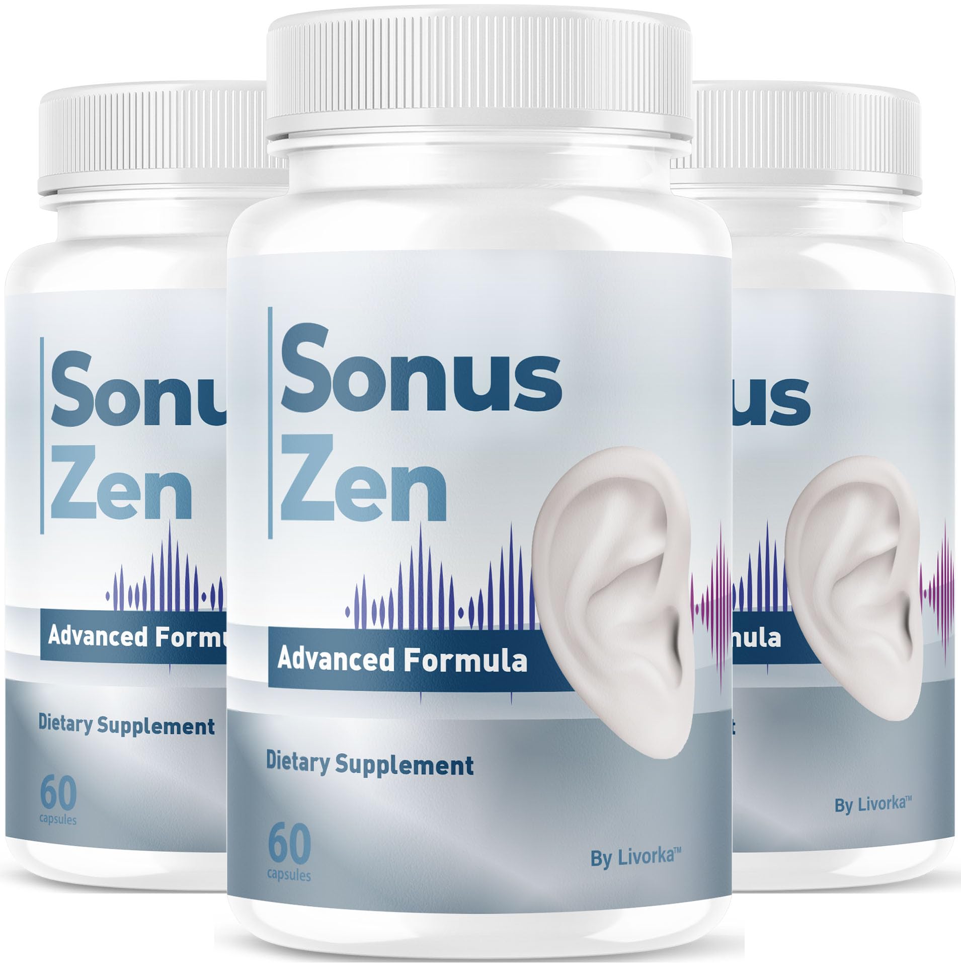 LIVORKA SonusZen capsules bottle front showing daily auditory wellness support.