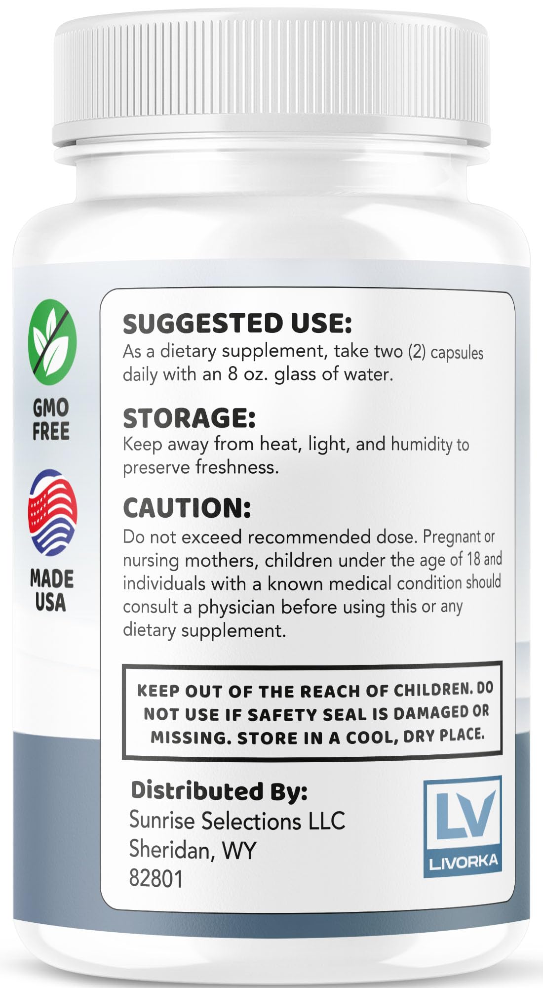 LIVORKA SonusZen capsules GMP-certified seal indicating high-quality production.