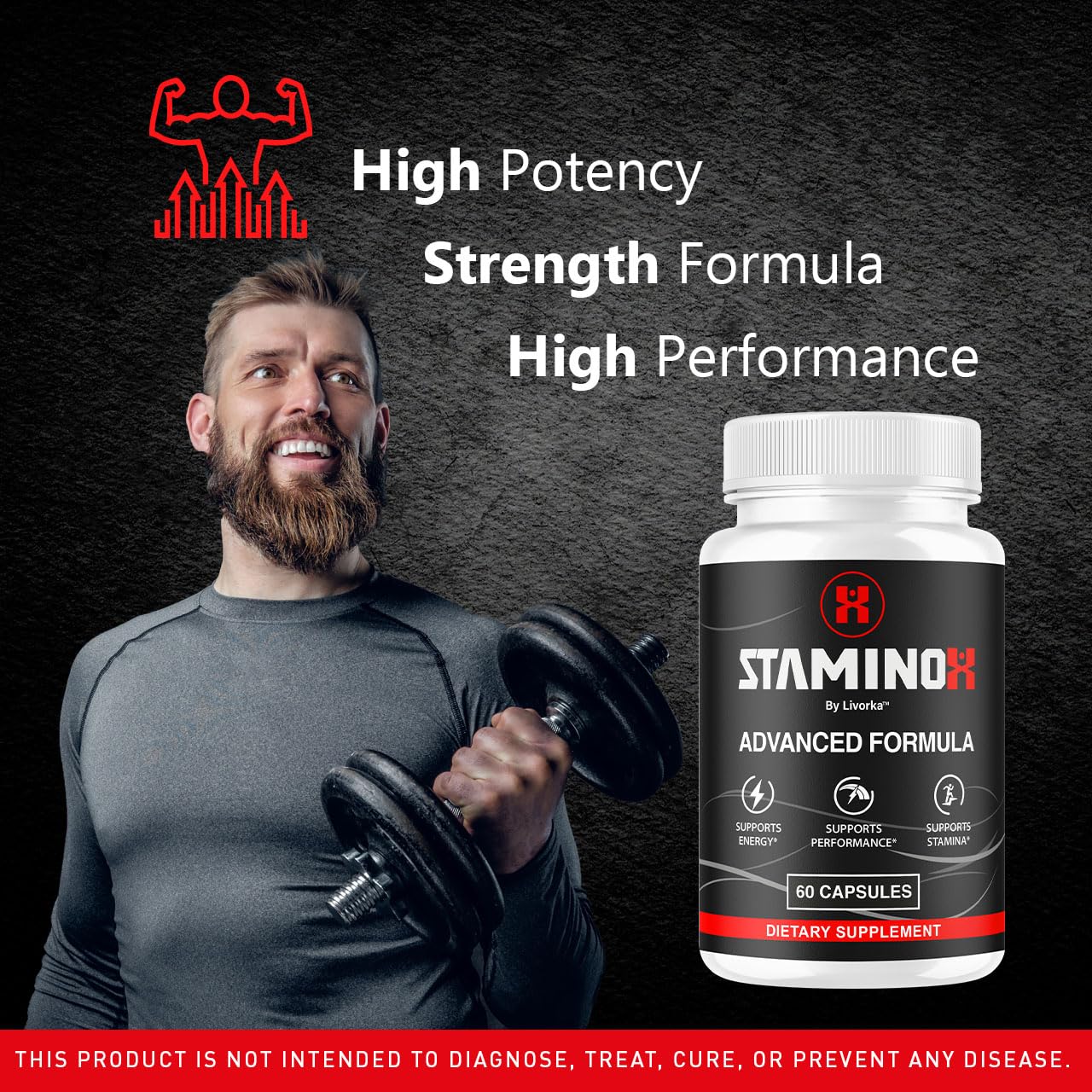Livorka Staminox packaging label highlights all-natural premium formula