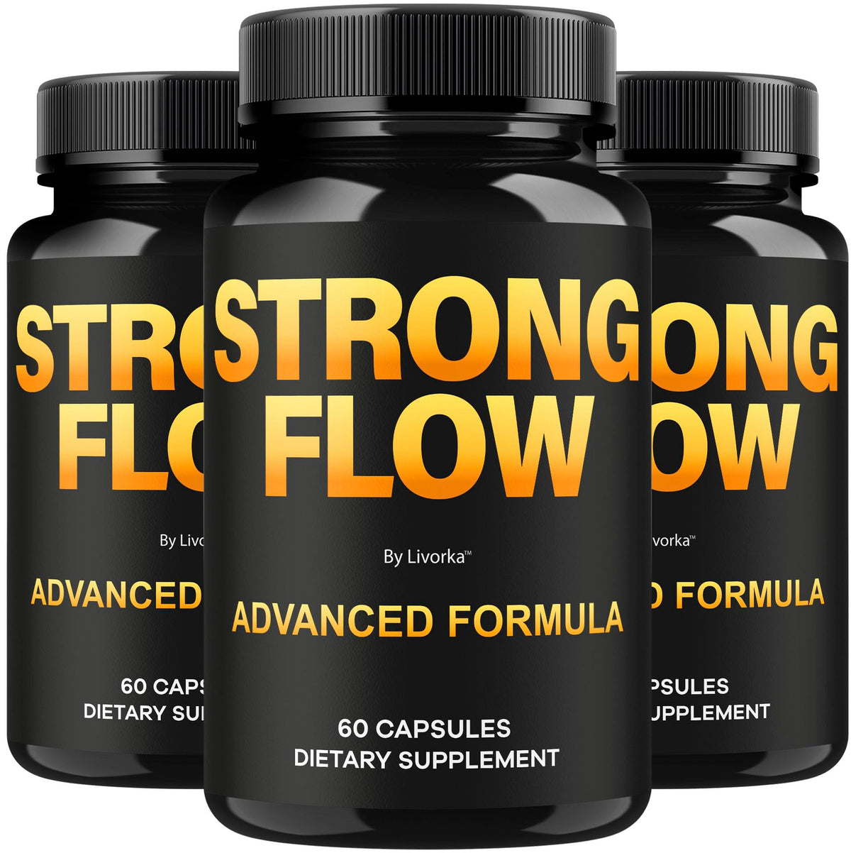 LIVORKA Strong Flow bottle with capsules supports daily vitality.