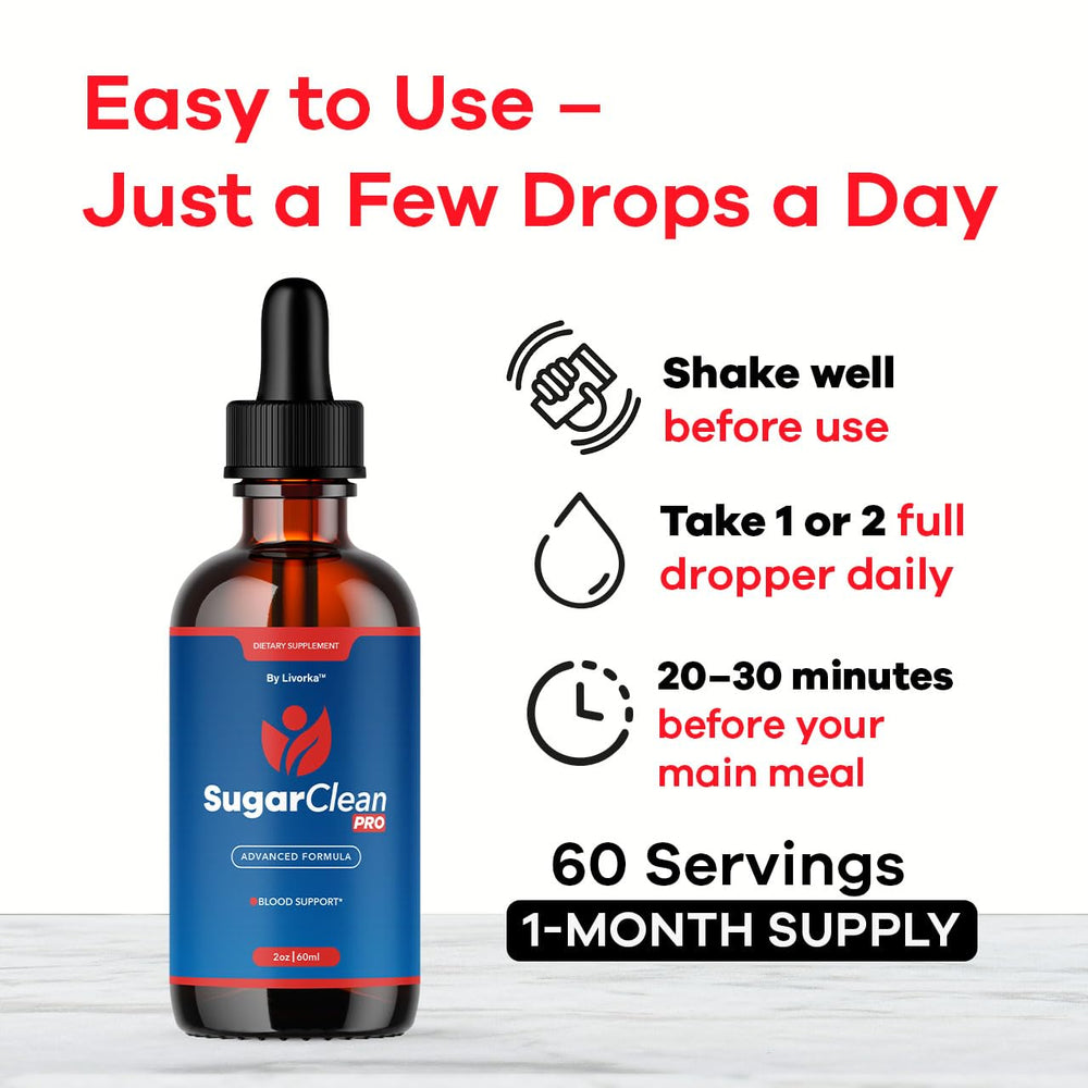 LIVORKA Sugar Clean Pro Liquid Supplement drops close-up with precise dosing.