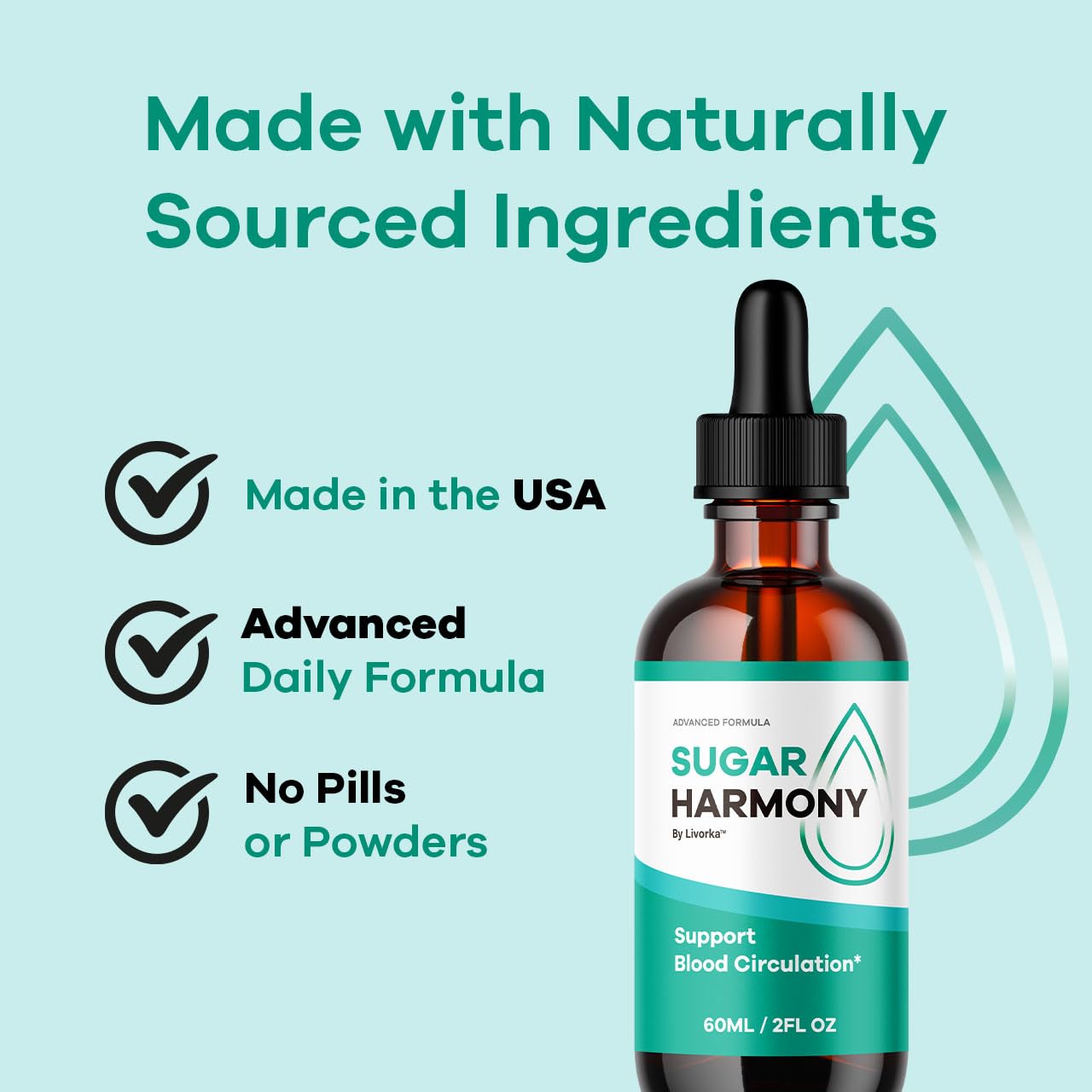 LIVORKA Sugar Harmony Drops dosage spoon emphasizes precise serving
