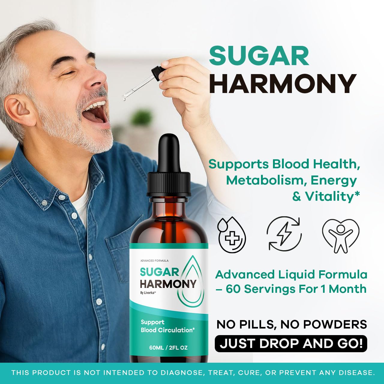 LIVORKA Sugar Harmony Drops label close-up highlighting natural ingredients