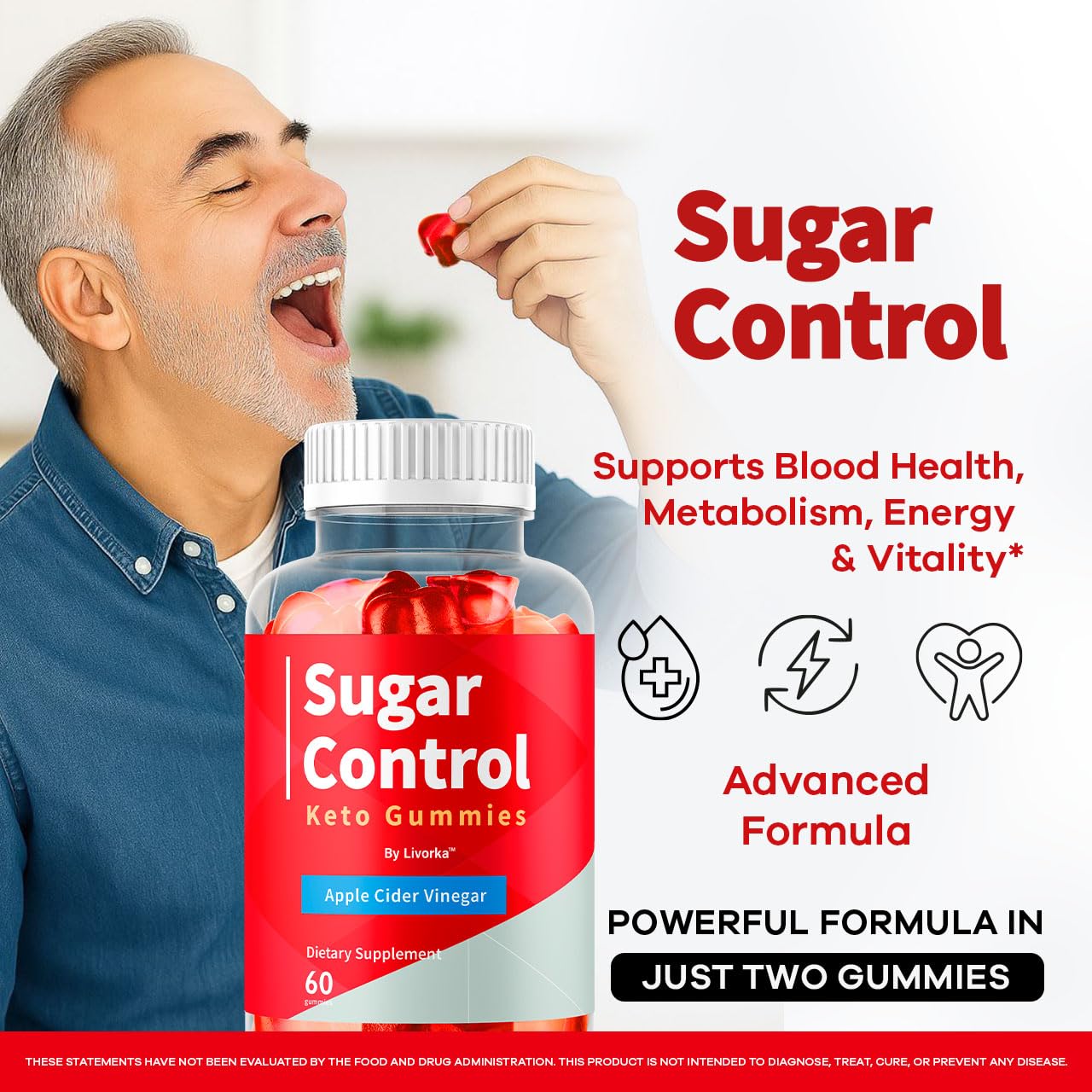 LIVORKA SugarControl Apple Cider Vinegar Gummies pack for on-the-go support.