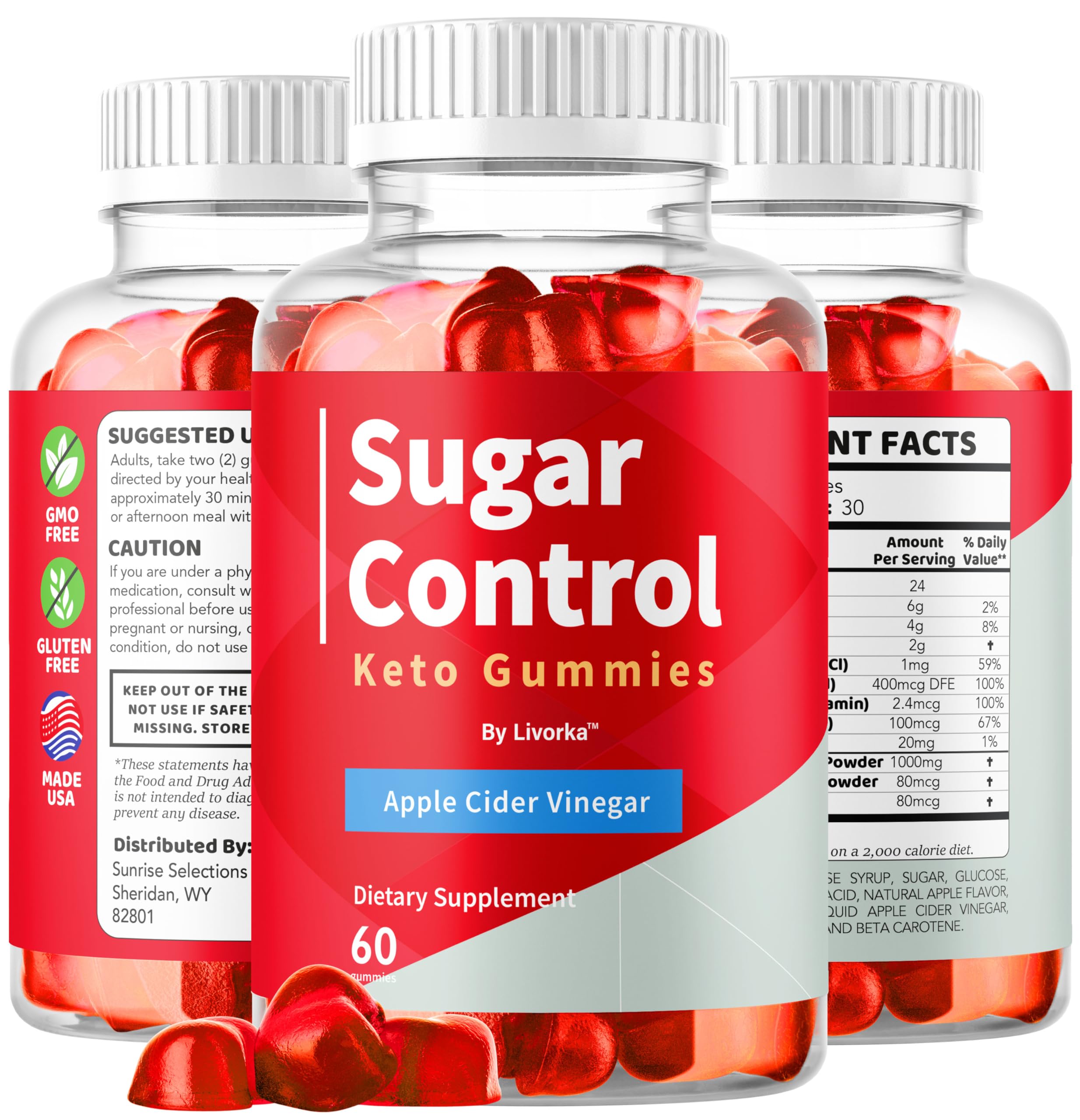 LIVORKA SugarControl bottle with 60 gummies for a month.