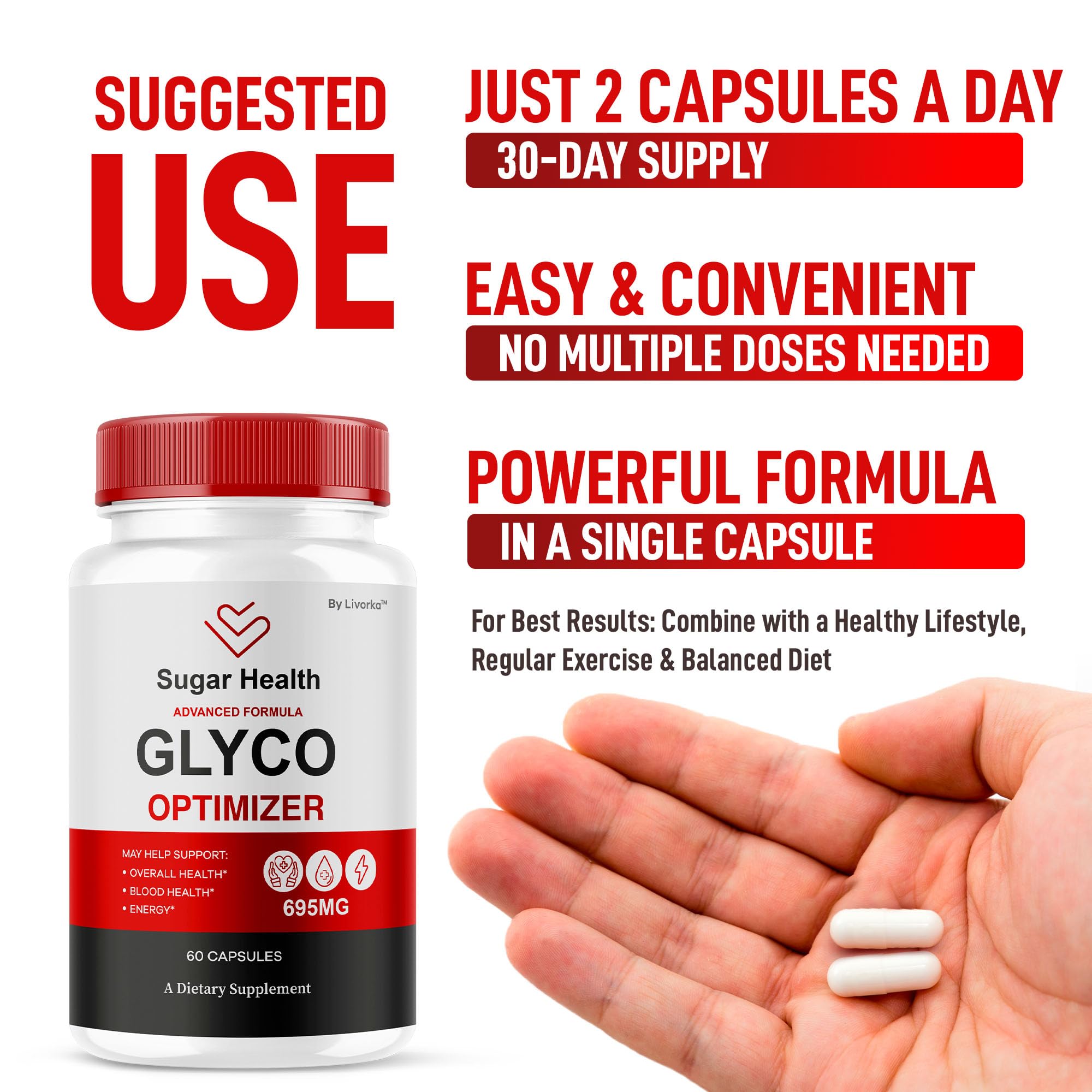 LIVORKA SugarHealth Glyco Optimizer pack shot emphasizing three month supply