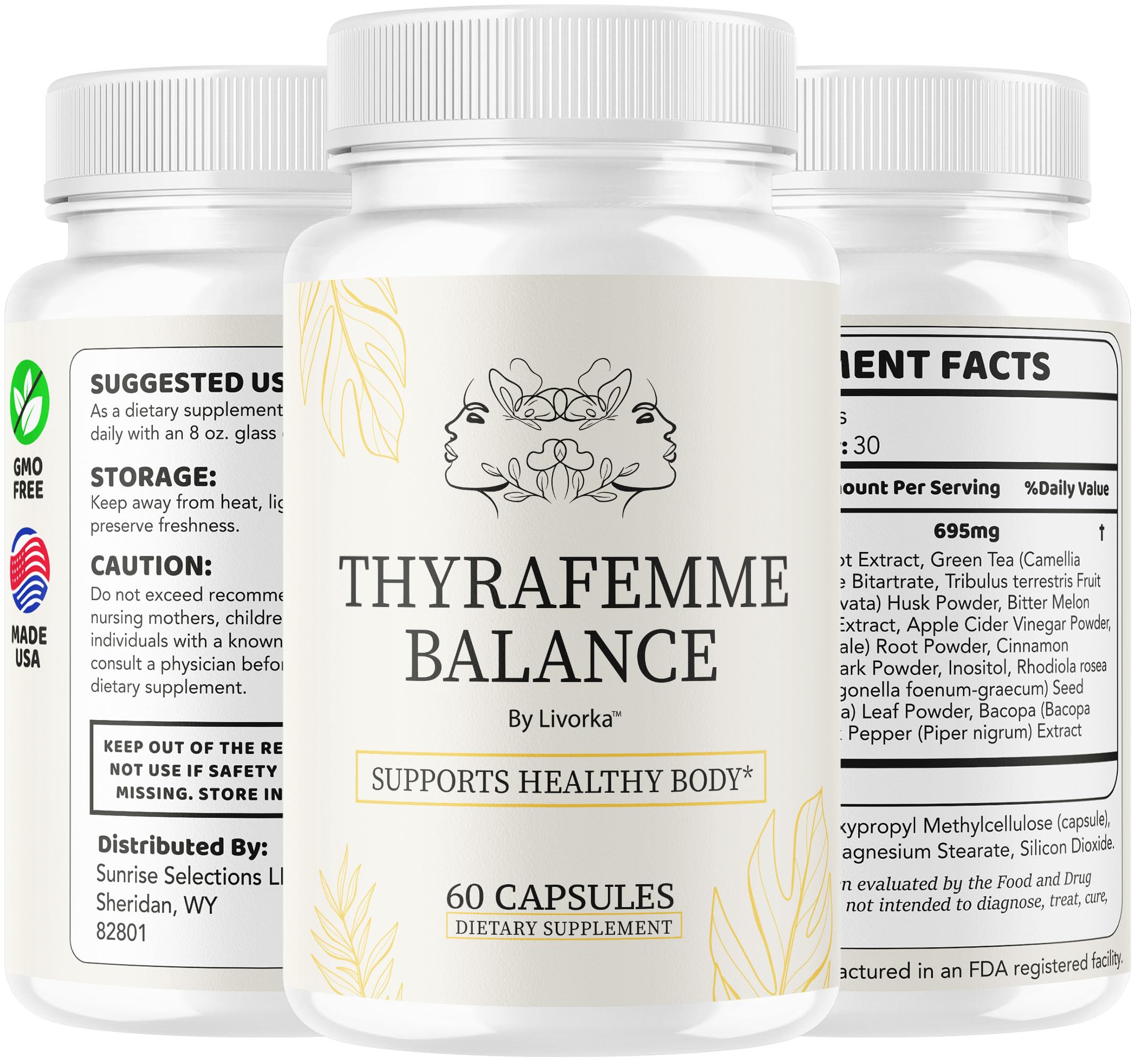 LIVORKA ThyraFemme Balance usage guide visual showing daily routine