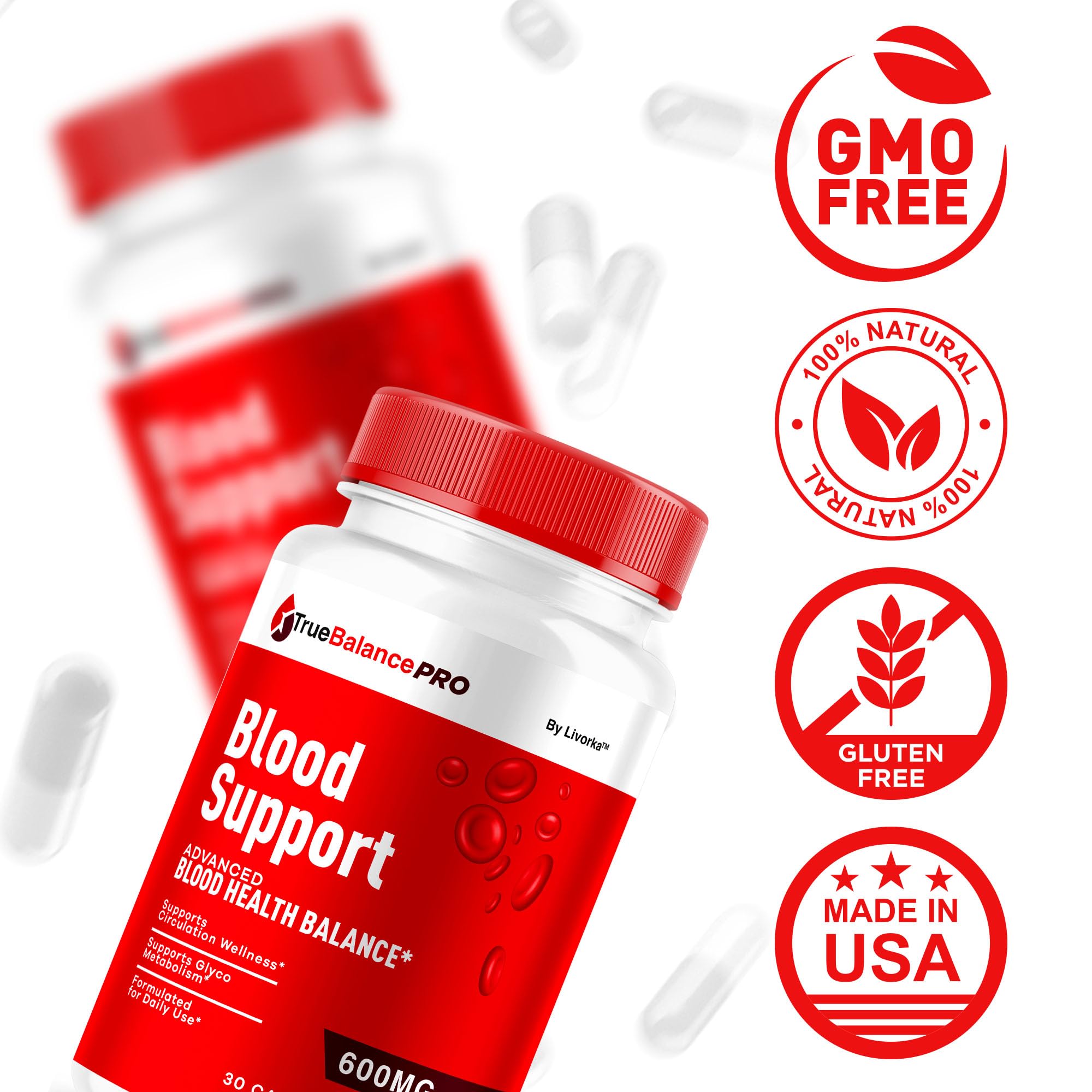 LIVORKA True Balance Pro label indicating natural ingredients and quality.