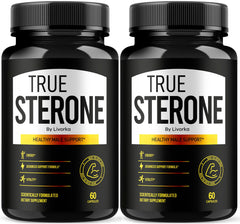 LIVORKA True Sterone pills bottle front showing two-pack packaging for convenient daily use.