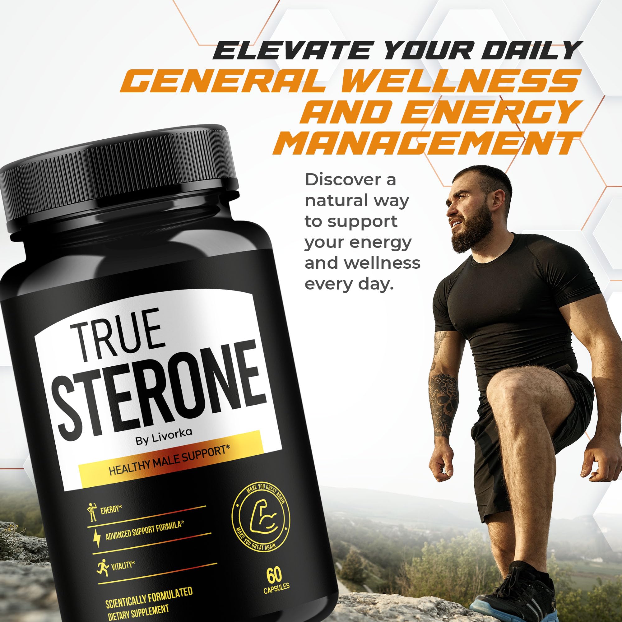 LIVORKA True Sterone pills pack back highlighting dual-pack convenience.