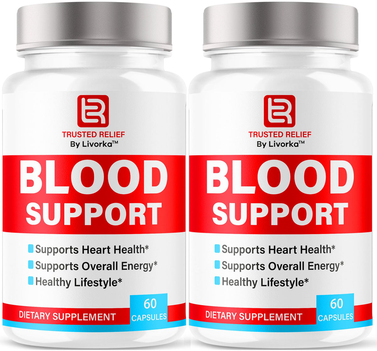 LIVORKA Trusted Relief Blood Support capsules bottle for daily wellness on the go.