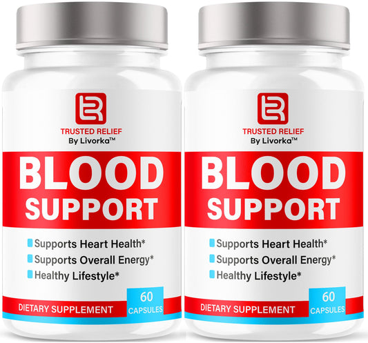 LIVORKA Trusted Relief Blood Support capsules bottle for daily wellness on the go.