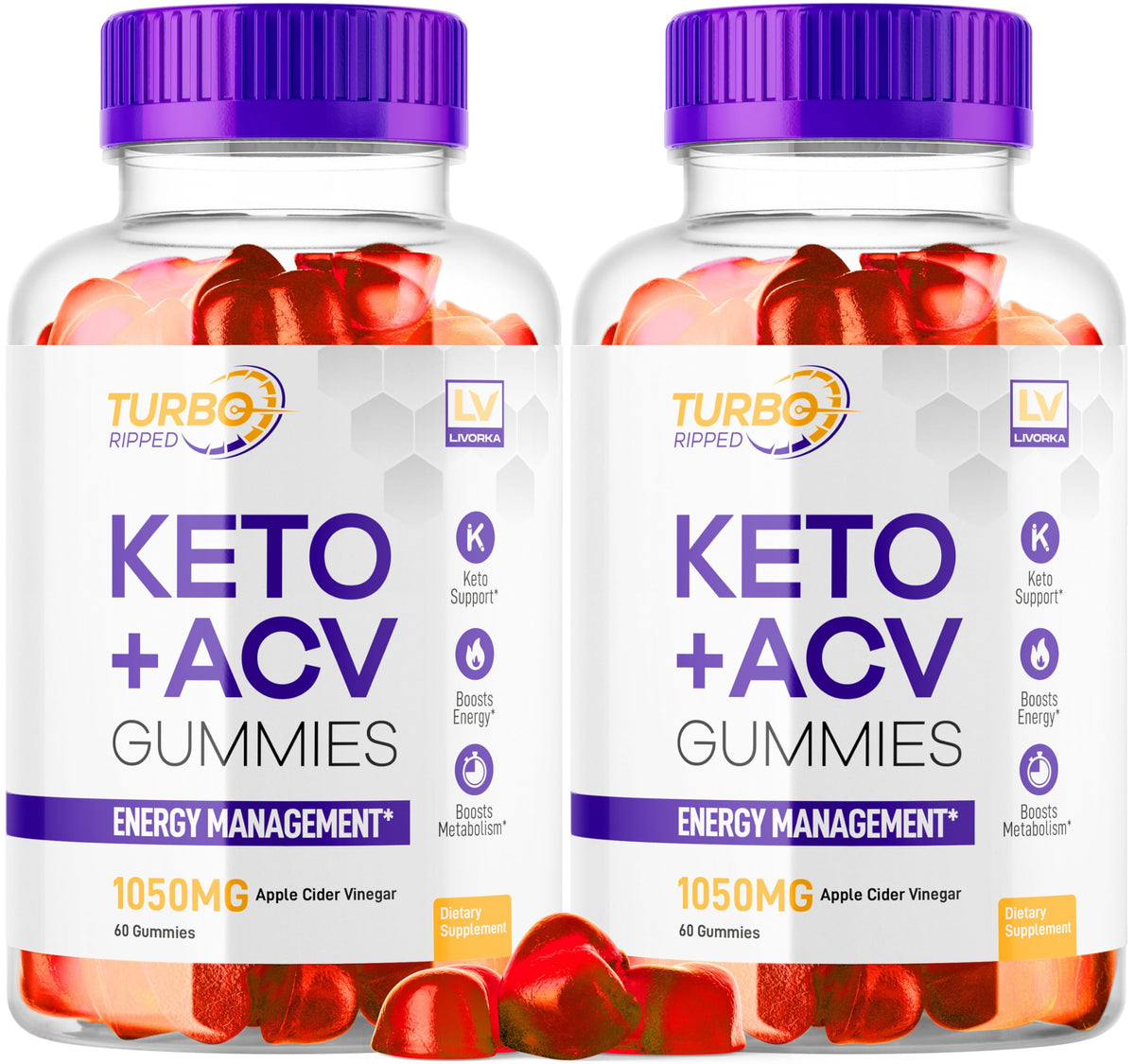 LIVORKA Turbo Ripped Gummies bottle for daily keto-friendly snacking.