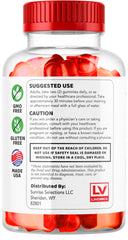 Gummies in labeled bottle beside apples suggesting natural ingredients.