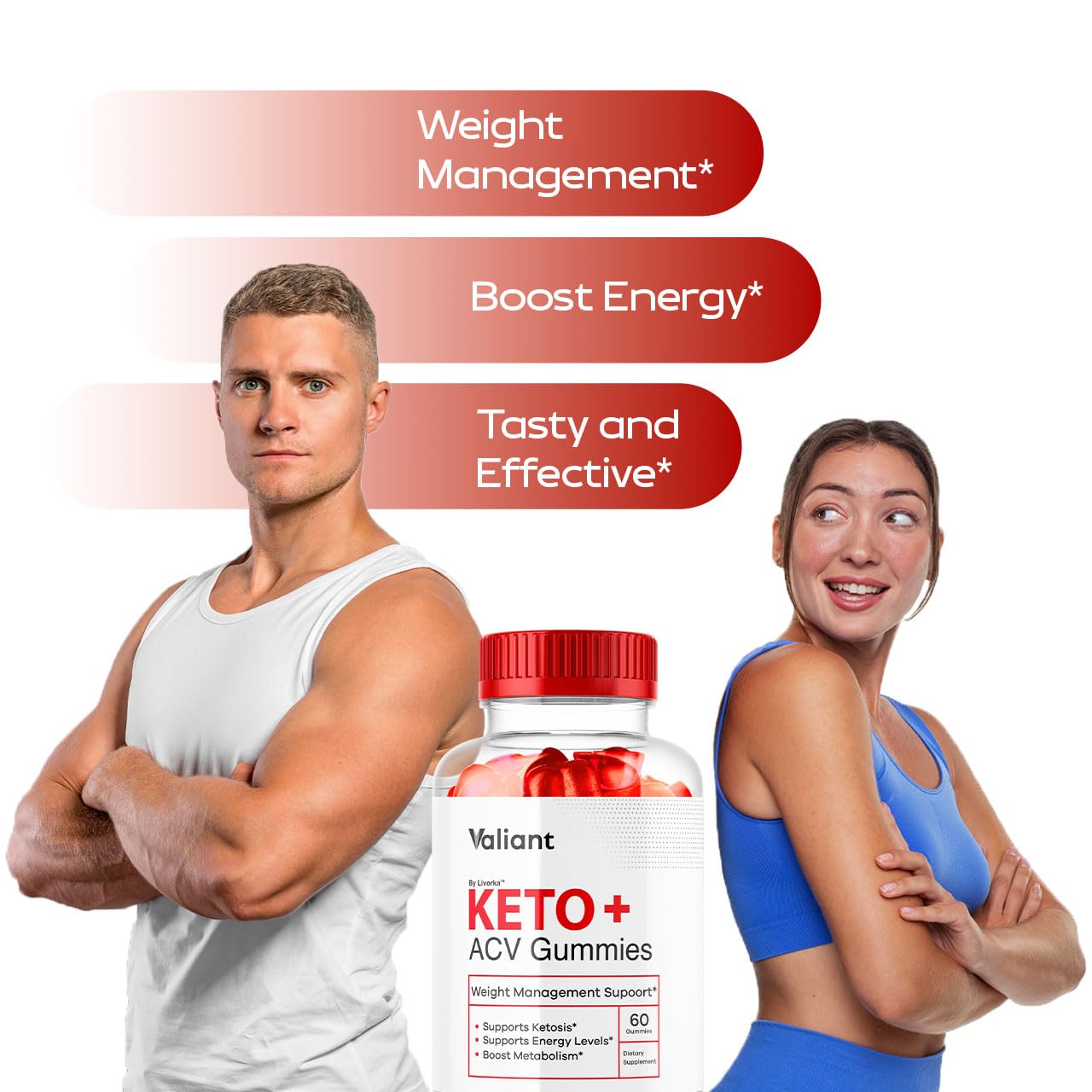 Two LIVORKA Valiant Keto ACV Gummies bottles in a value-packed two-month set.