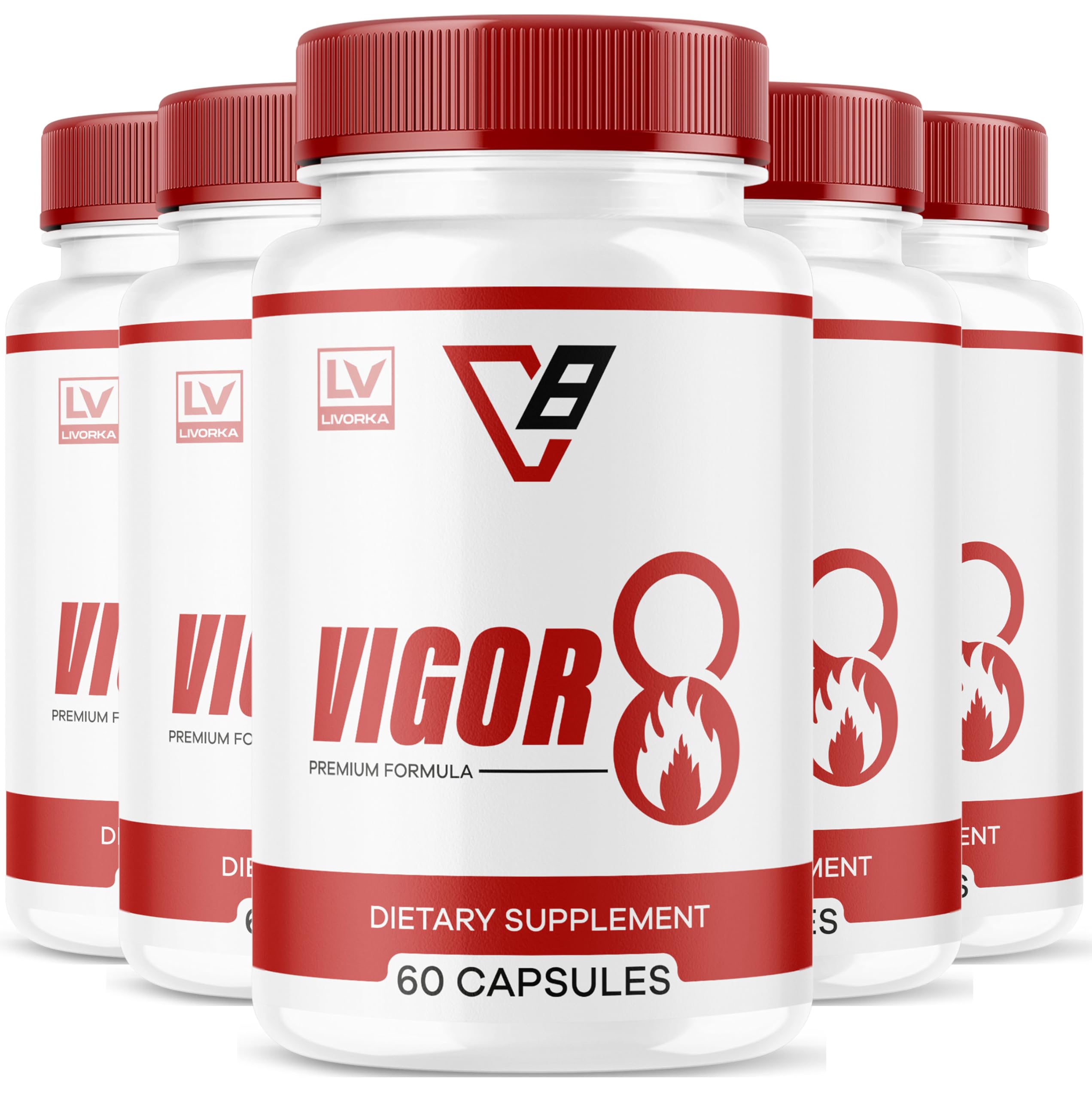 LIVORKA Vigor 8 for Men bottle front showcasing premium daily support.