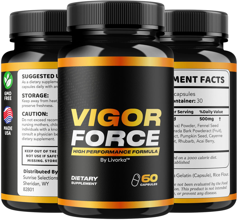 LIVORKA Vigor Force packaging silhouette with three-month supply.