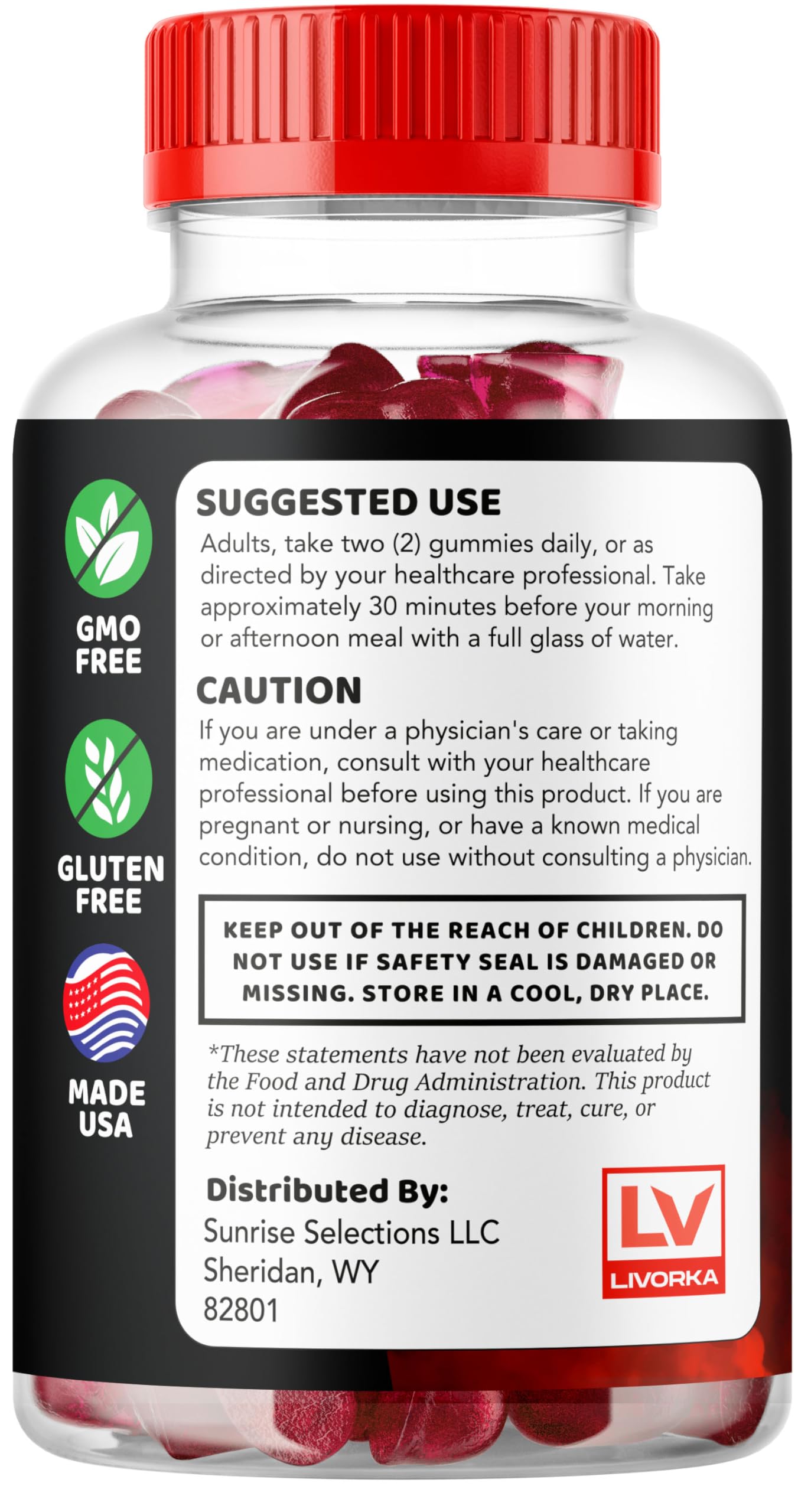VigorBoost Gummies label showcases product details and quality indicators.