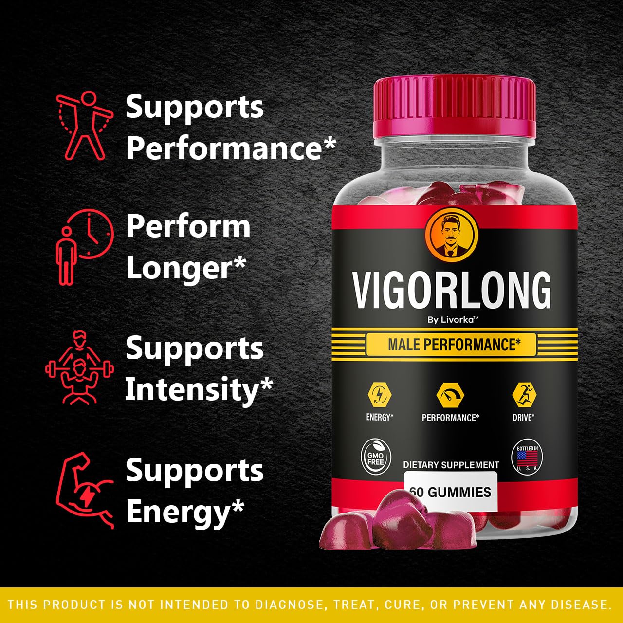 LIVORKA Vigorlong Gummies on hand for on-the-go vitality support.