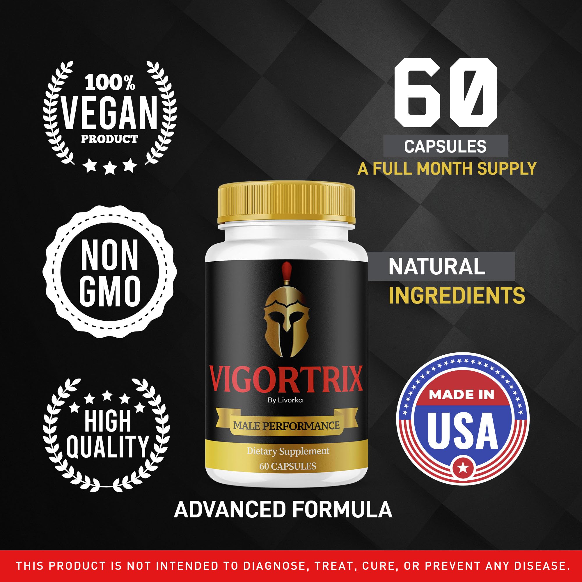 Close-up of LIVORKA Vigortrix label displaying the modern formula