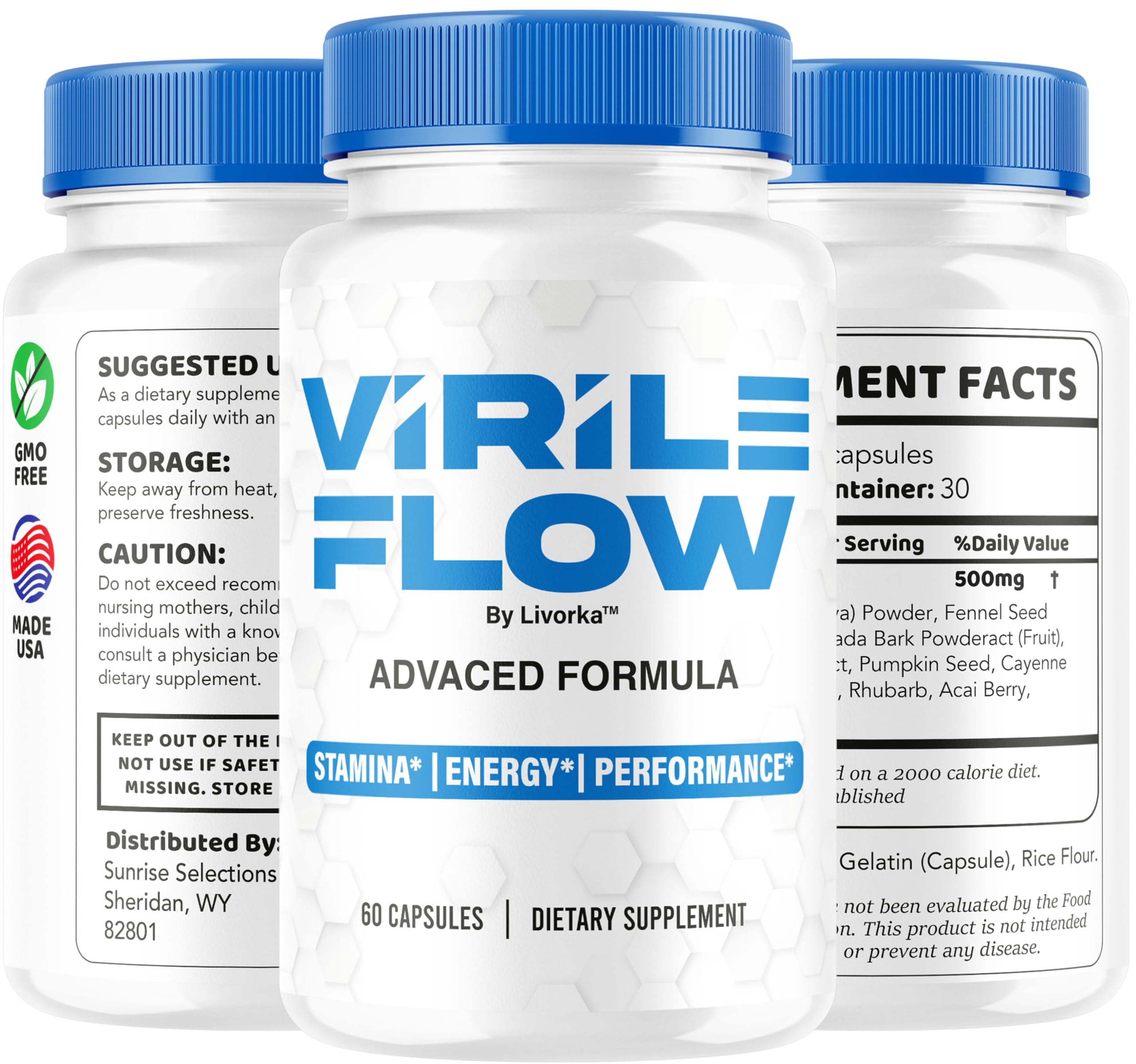 Blister pack image representing secure, portable packaging for LIVORKA Virile Flow.