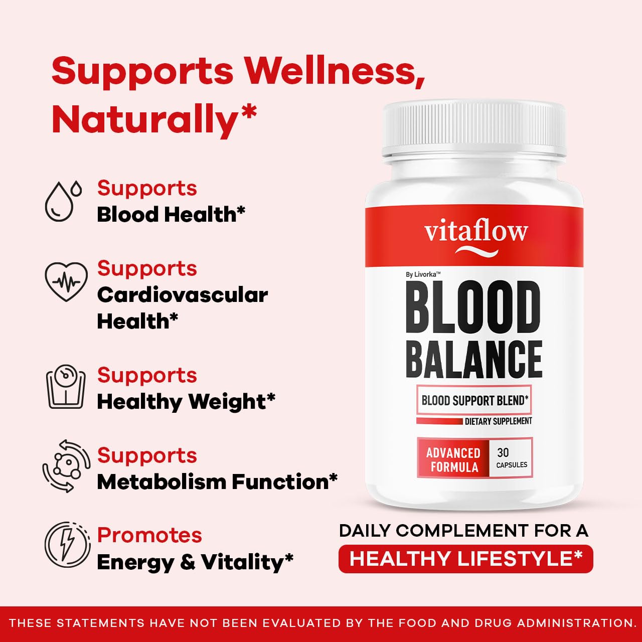 LIVORKA VitaFlow pack front highlighting all-natural premium balance formula