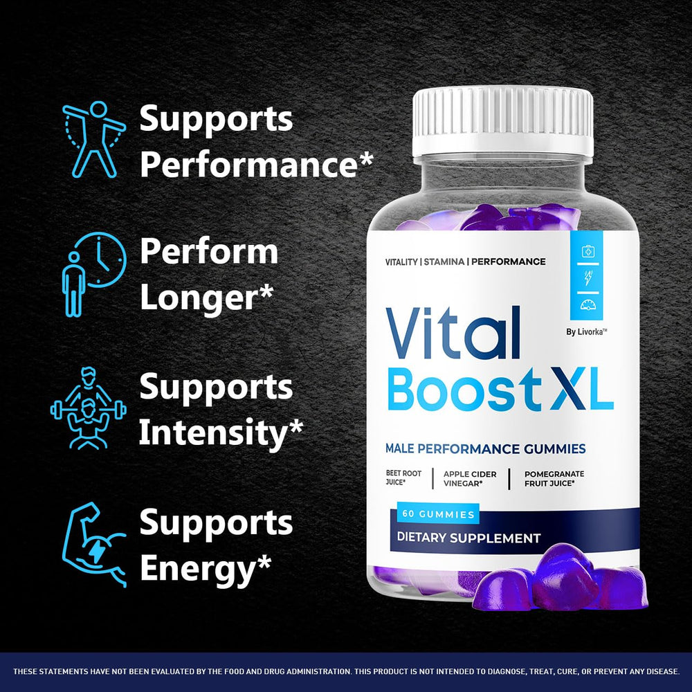 LIVORKA Vital Boost XL Gummies bottle label with USA-made quality claim