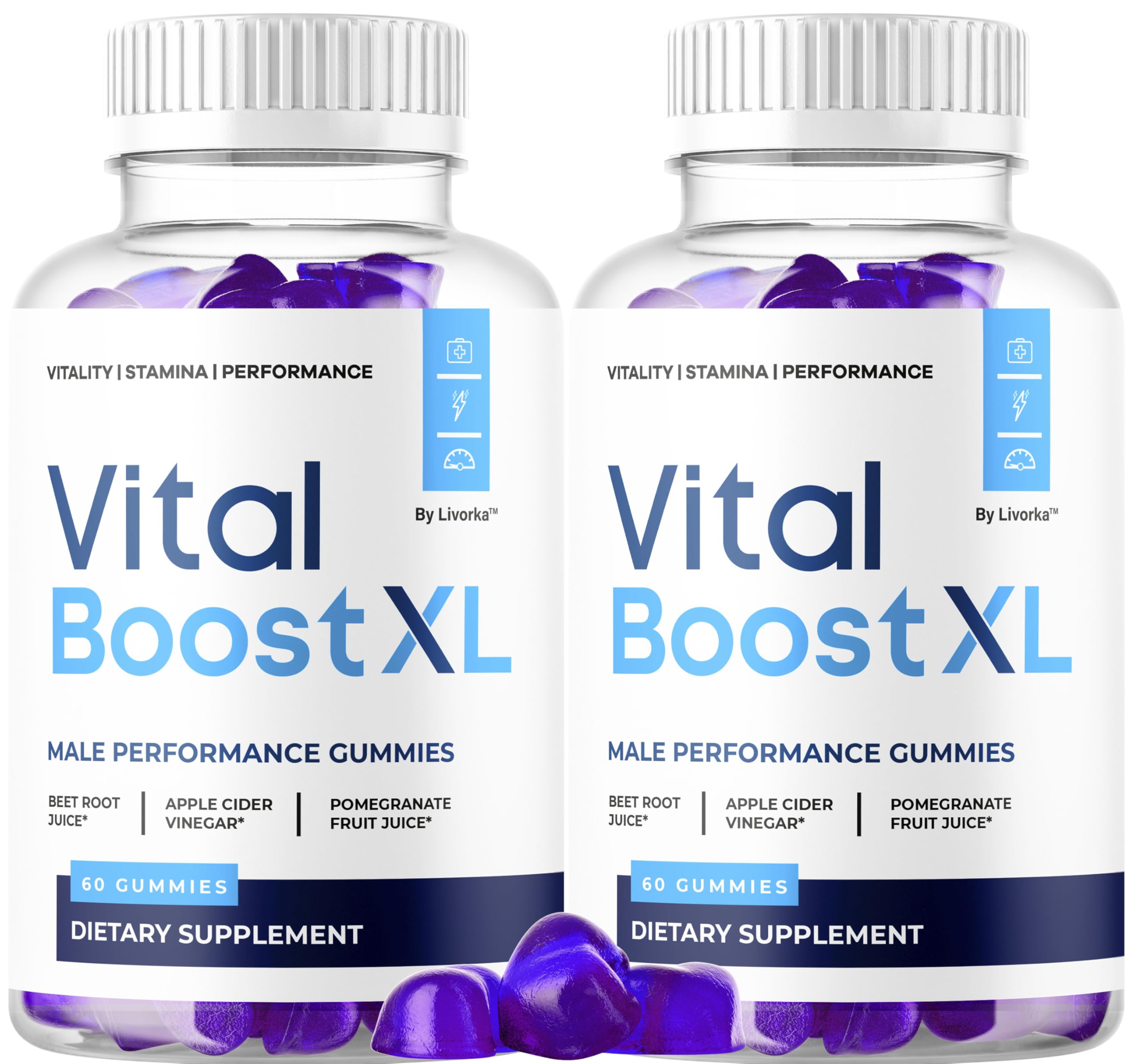 LIVORKA Vital Boost XL Gummies bottle for daily energy and vitality.