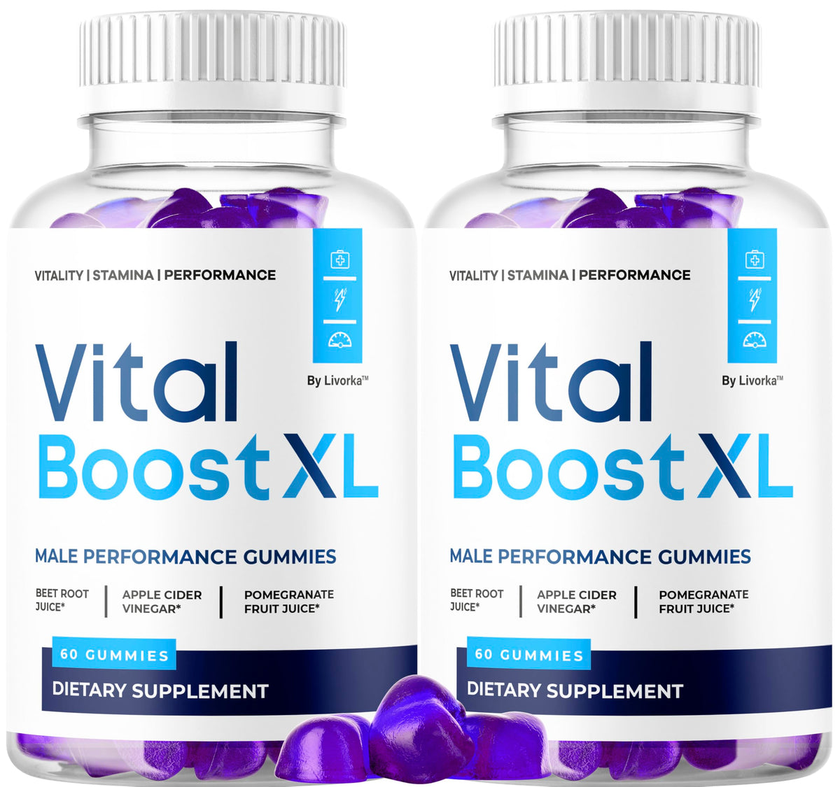 LIVORKA Vital Boost XL Gummies bottle for daily energy and vitality.